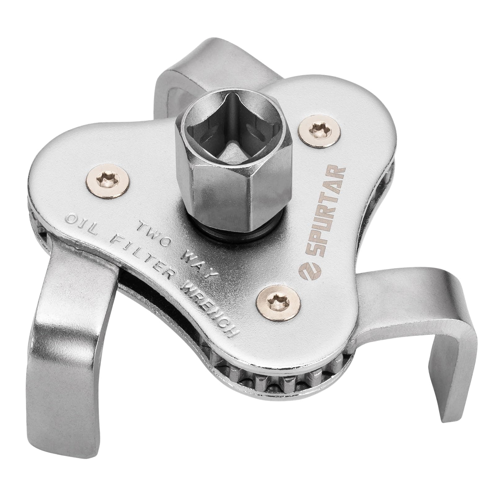 Spurtar Adjustable Oil Filter Wrench 3-Jaw Removal Tool for Spin-On Oil Filters 64mm–116mm (2-1/2" to 4-9/16")