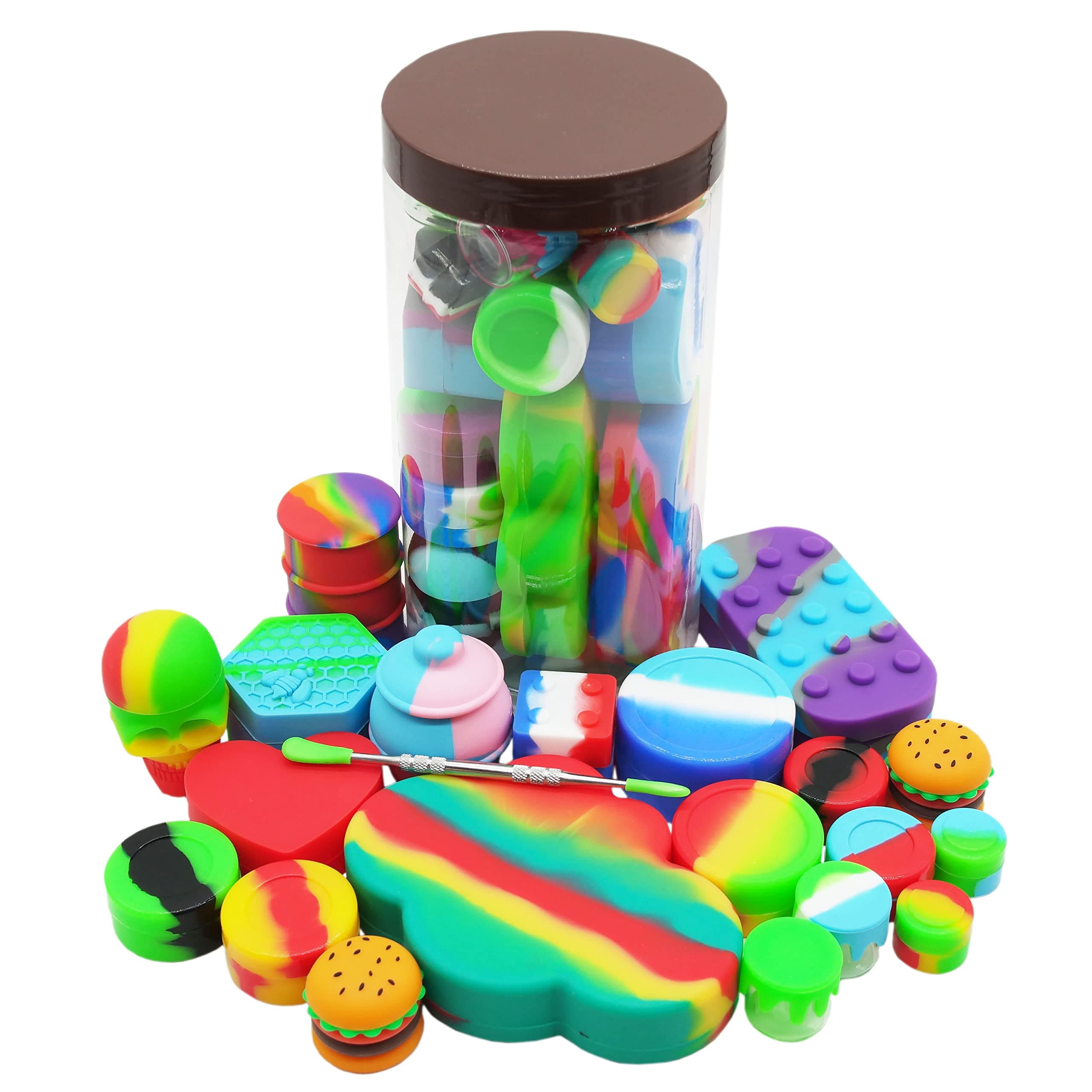 2ml 5ml 6ml 7ml 9ml 11ml 15ml 26ml 85ml Silicone Containers Concentrate Sealed Non-stick Jars For Sauces, Dressing, Creams, Cosmetics and Kitchen Multi-use (20PCS)