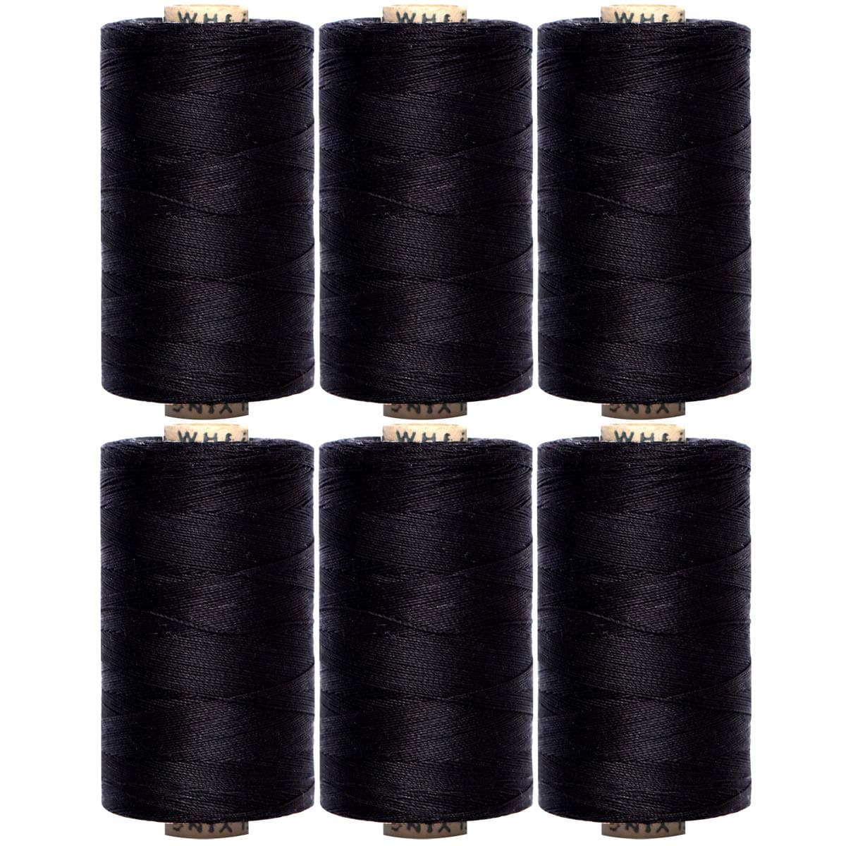 Sewing Thread Sets Black 100% Long-Staple Cotton spools Balck Thread,Total 3000yards,overlock Cone for serger Sewing Machine (6pack)