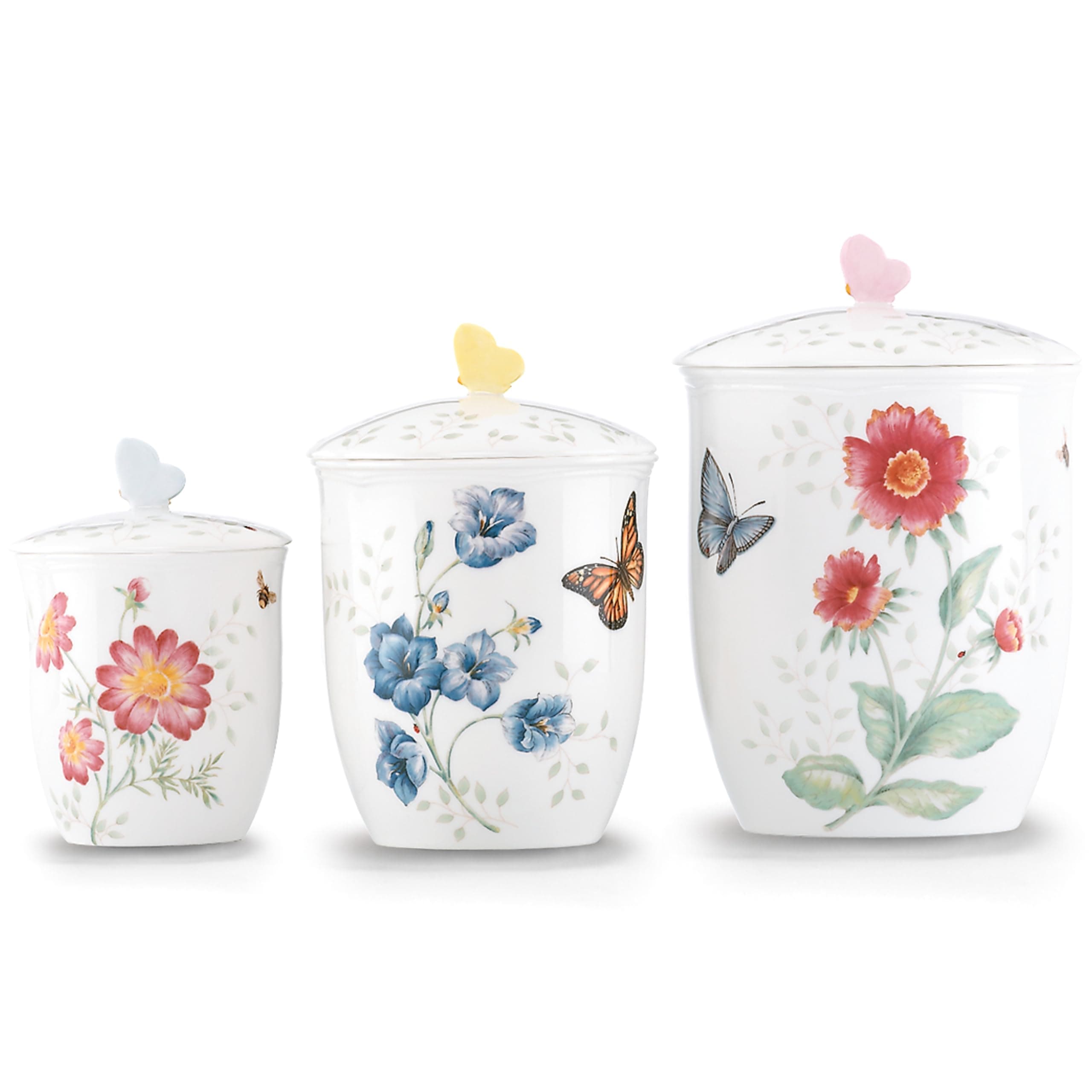 3 Piece Butterfly Meadow Canister Set, White