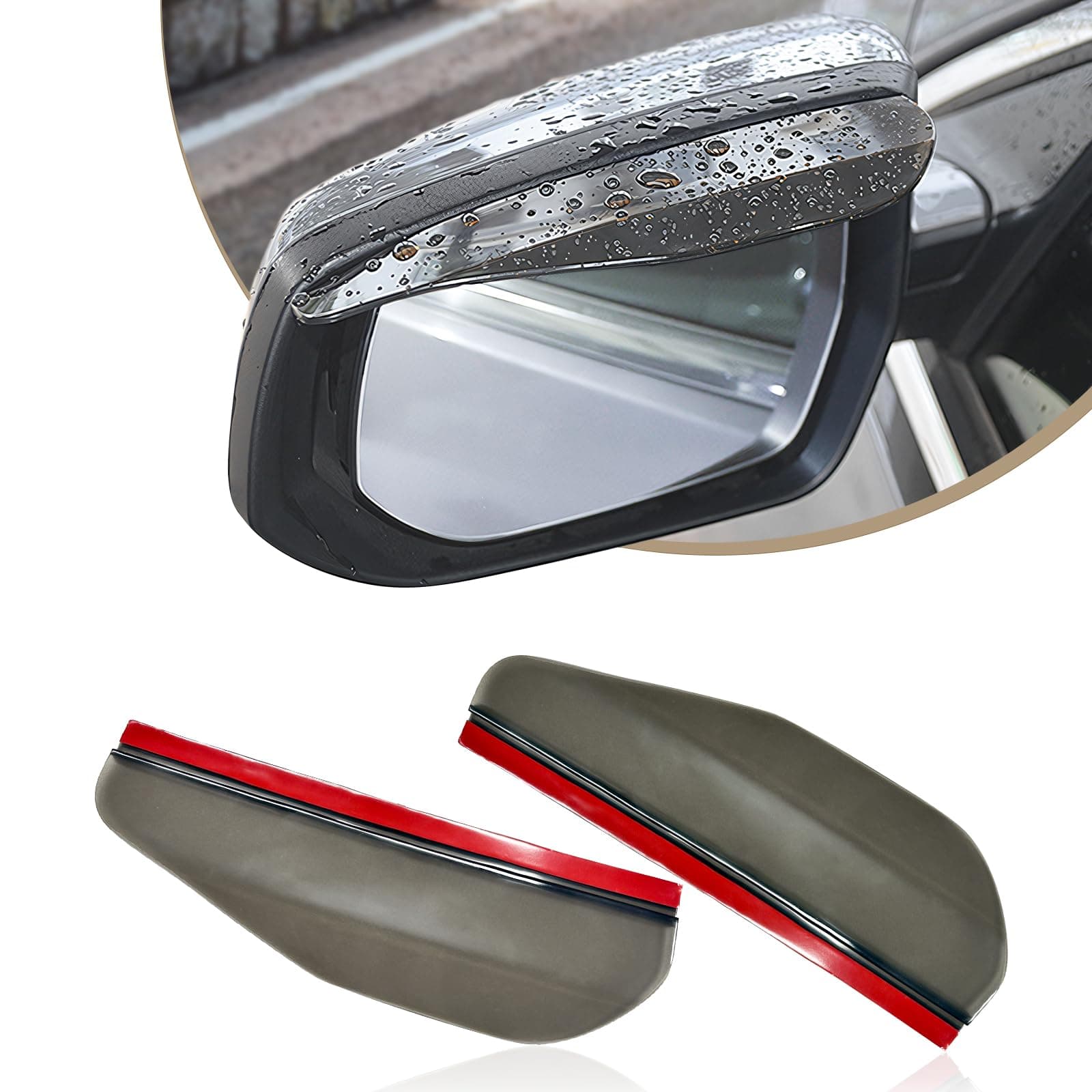 2PCS Car Side Mirror Rain Guards - Waterproof Rear View Mirror Visor Eyebrows - Universal Automotive Mirror Rain Protector Accessories for Cars, Trucks, SUVs (Black)