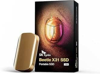 SK Hynix Beetle X31 512GB External SSD with DRAM - up to 1050MB/s, USB C 3.2 Gen2, External Solid State Drive for PC/Mac/Tablet/Android/Gaming Consoles (Champagme Gold)