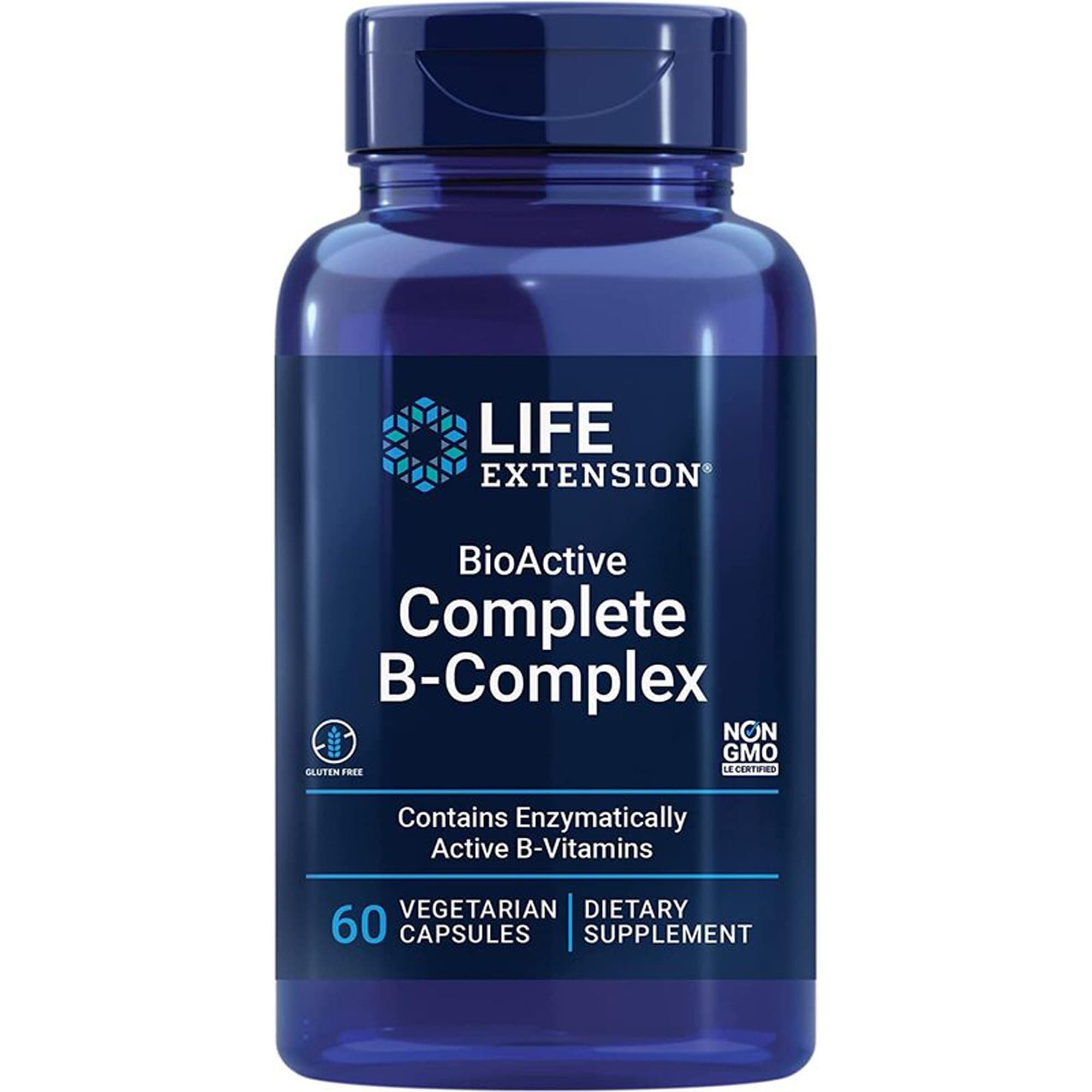 Life Extension, BioActive Complete B-Complex, 60 Vegan Capsules, Laboratory-Tested, Vegetarian, Gluten-Free, SOYA-Free, Non-GMO