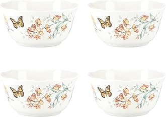 Lenox 856406 Butterfly Meadow Melamine 4-Piece All-Purpose Bowl Set, Lightweight Melamine Material