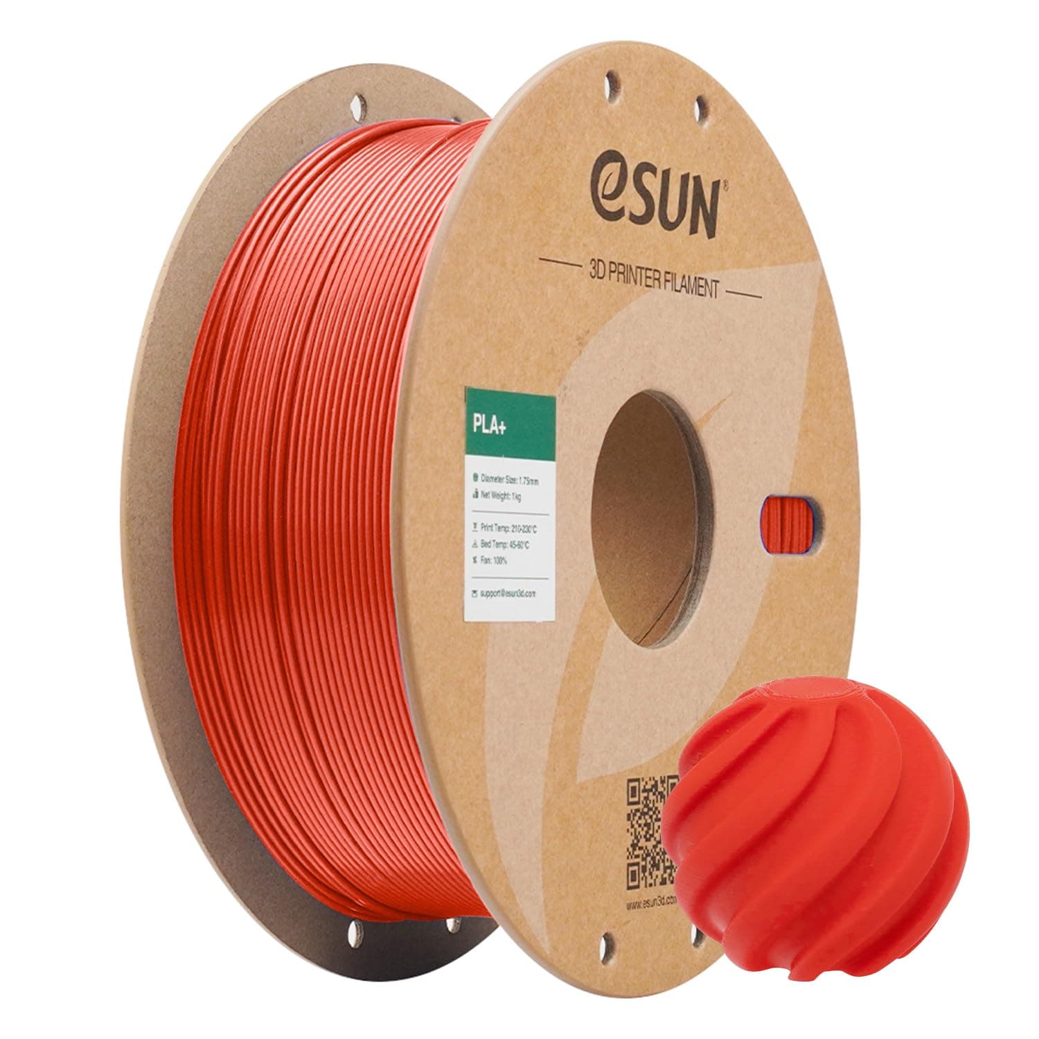 eSUN PLA+ Filament 1.75mm, 3D Printer Filament PLA Plus, Dimensional Accuracy +/- 0.03mm, 1KG Spool (2.2 LBS) 3D Printing Filament for 3D Printers, Red