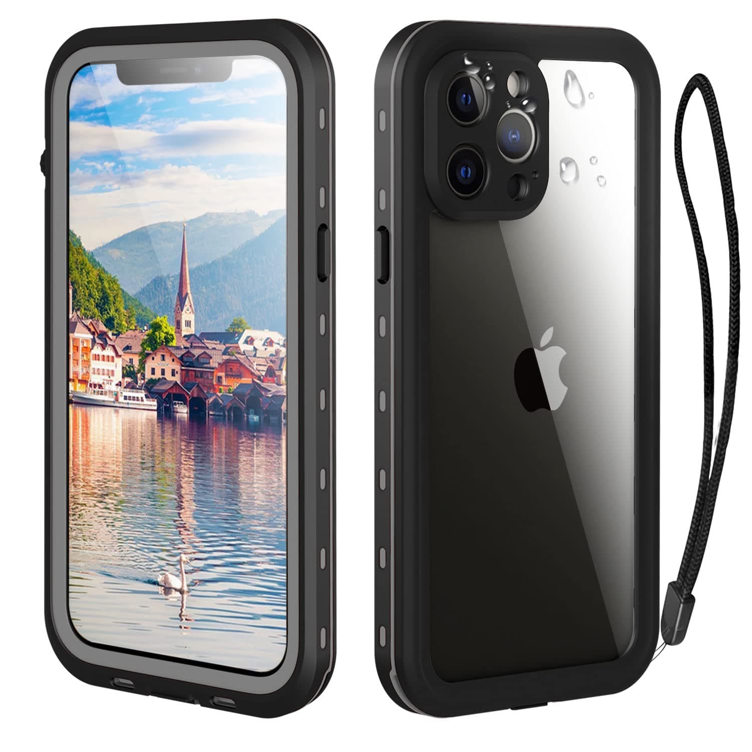 Transy Waterproof iPhone 13 Pro Max Case - Full Body Protection Case for iPhone 13 Pro Max 6.7 inch Waterproof Shockproof Dustproof Phone Case with Built in Screen Protector (Black)