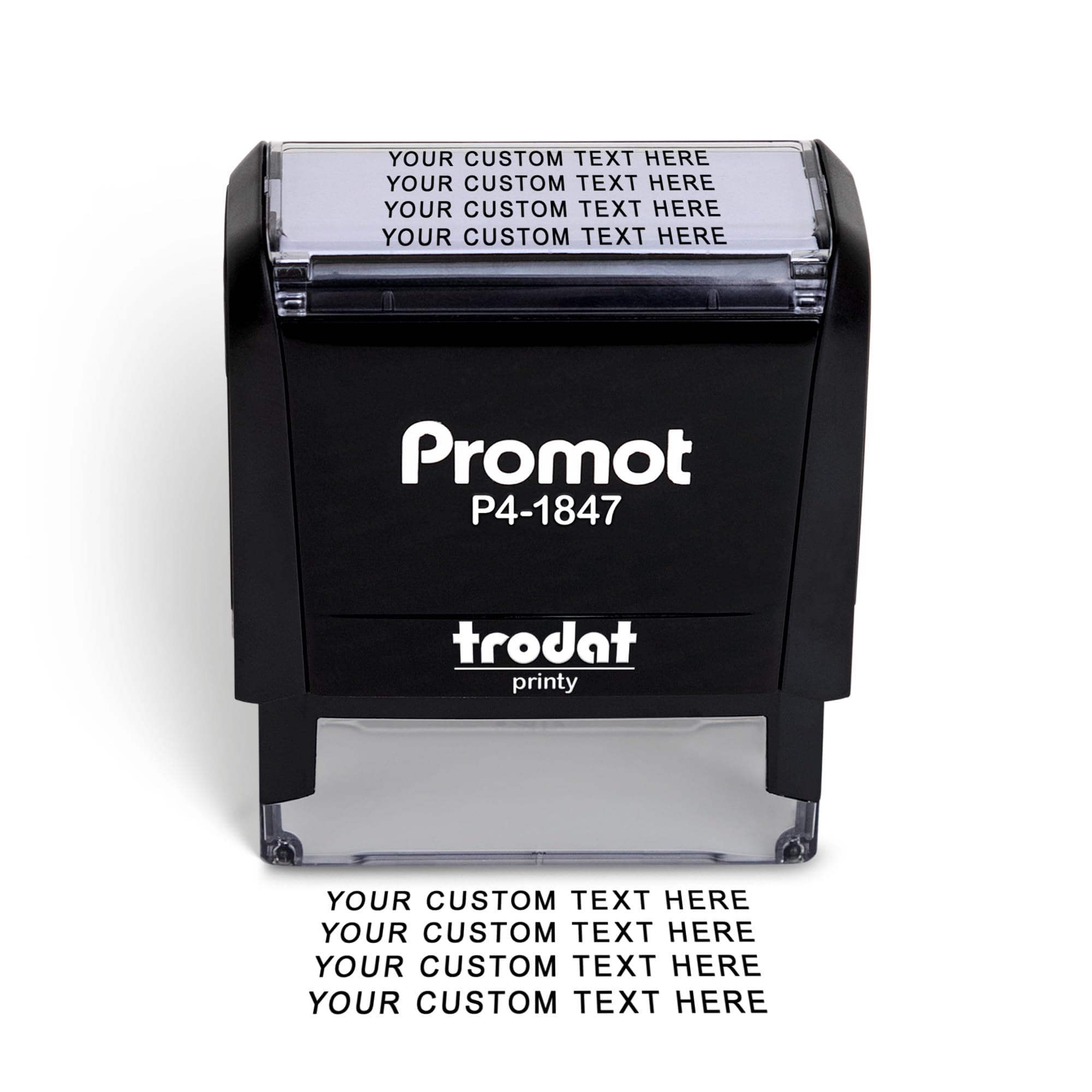 Promot Self Inking Stamp - Medium Custom Stamp for Name, Address, Office, or Business Use - Up to 4-Line Personalized Rubber Stamp - Customizable Font & Ink Color - Personalized Name Stamp