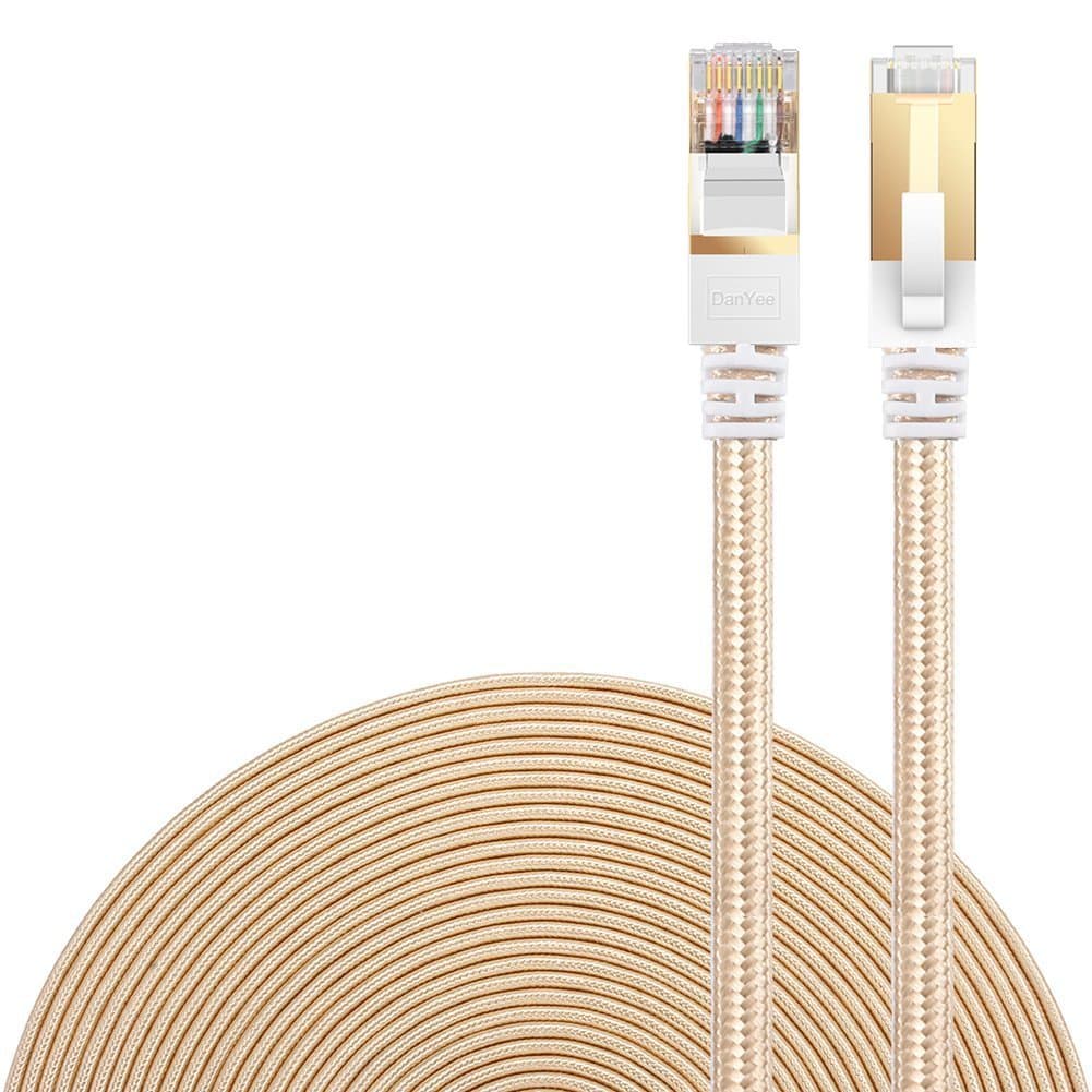 Cat 8 Ethernet Cable, Nylon Braided 10ft CAT8 High Speed Professional Gold Plated Plug STP Wires CAT 8 RJ45 Ethernet Cable 3ft 10ft 16ft 26ft 33ft 50ft 66ft 100ft (Gold 10ft)