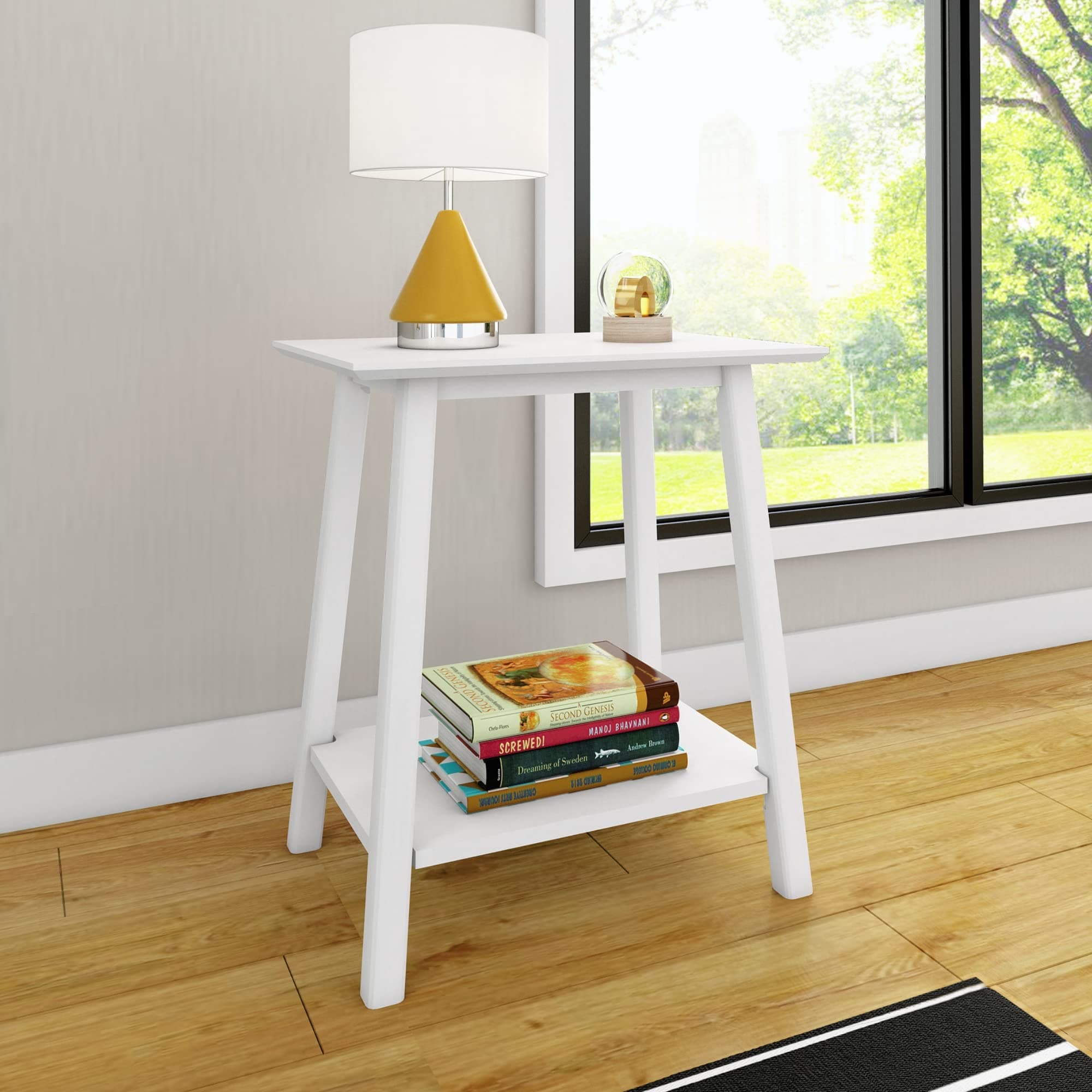 Max & LilyNightstand, Mid-Century Modern Solid Wood Nightstand, Side Table Storage for Bedroom, Kids Bedside Table, White