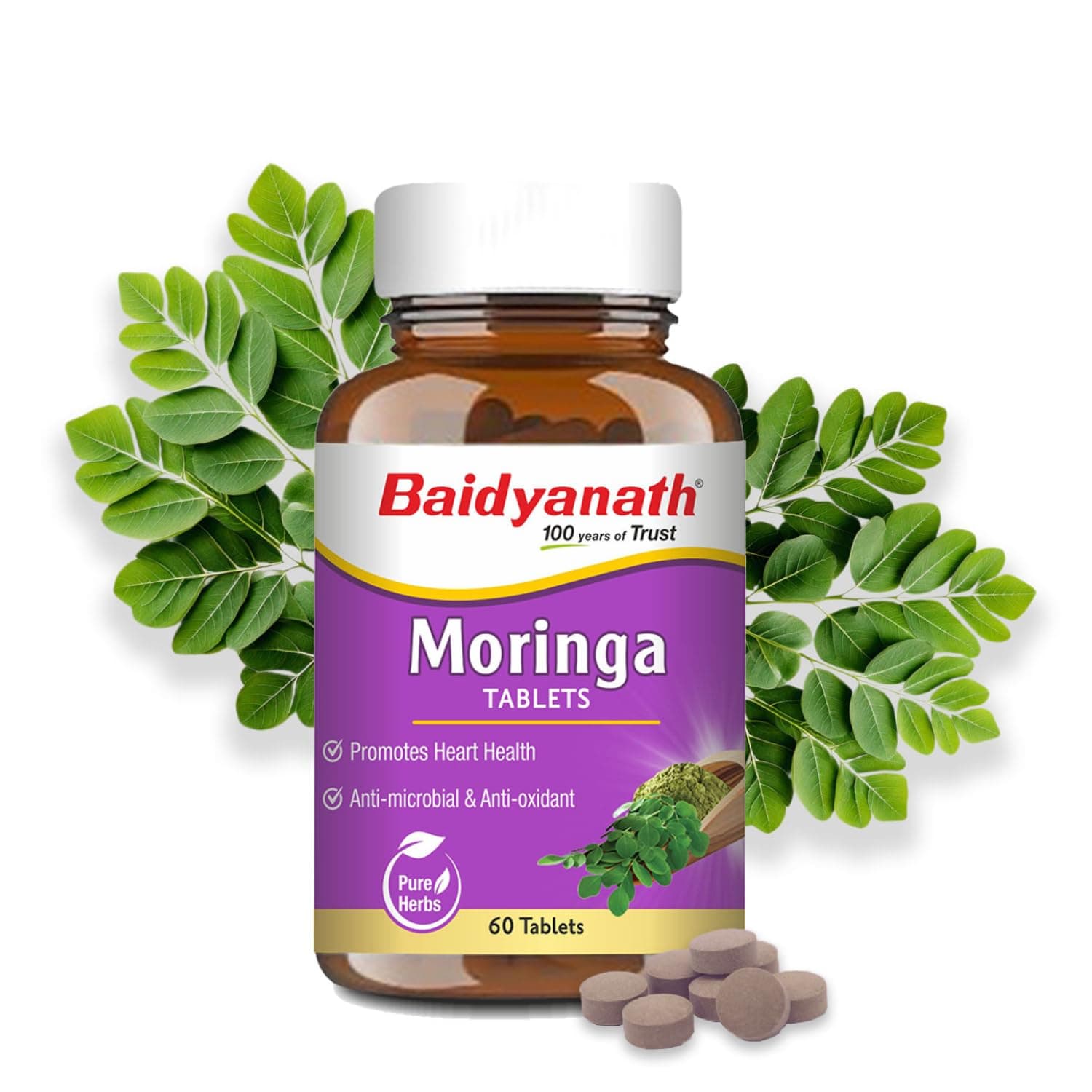 Moringa Tablets 60 Tabs | Drumstick Leaf Tablets| Helpful in Overall Health and Wellness and Gut Balance