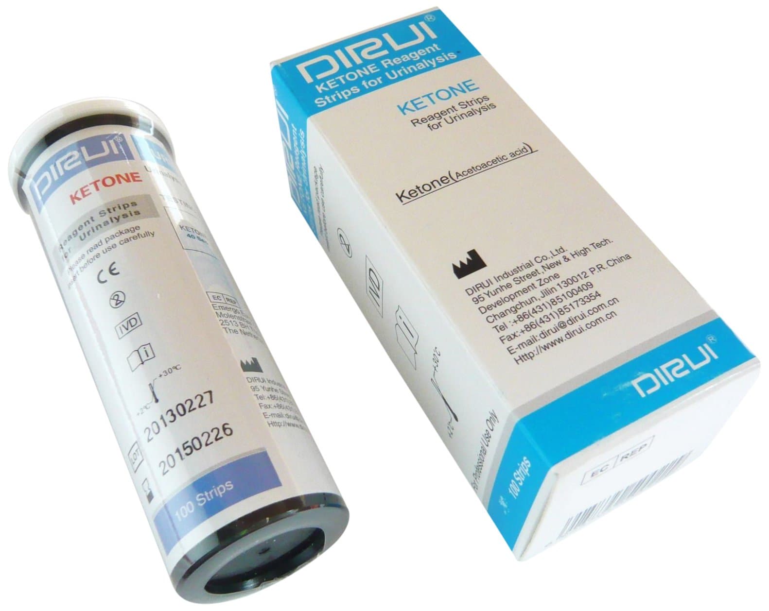 Dirui Professional Ketone Urinalysis Urine Strip Tests Stick Strips - Pack of 100