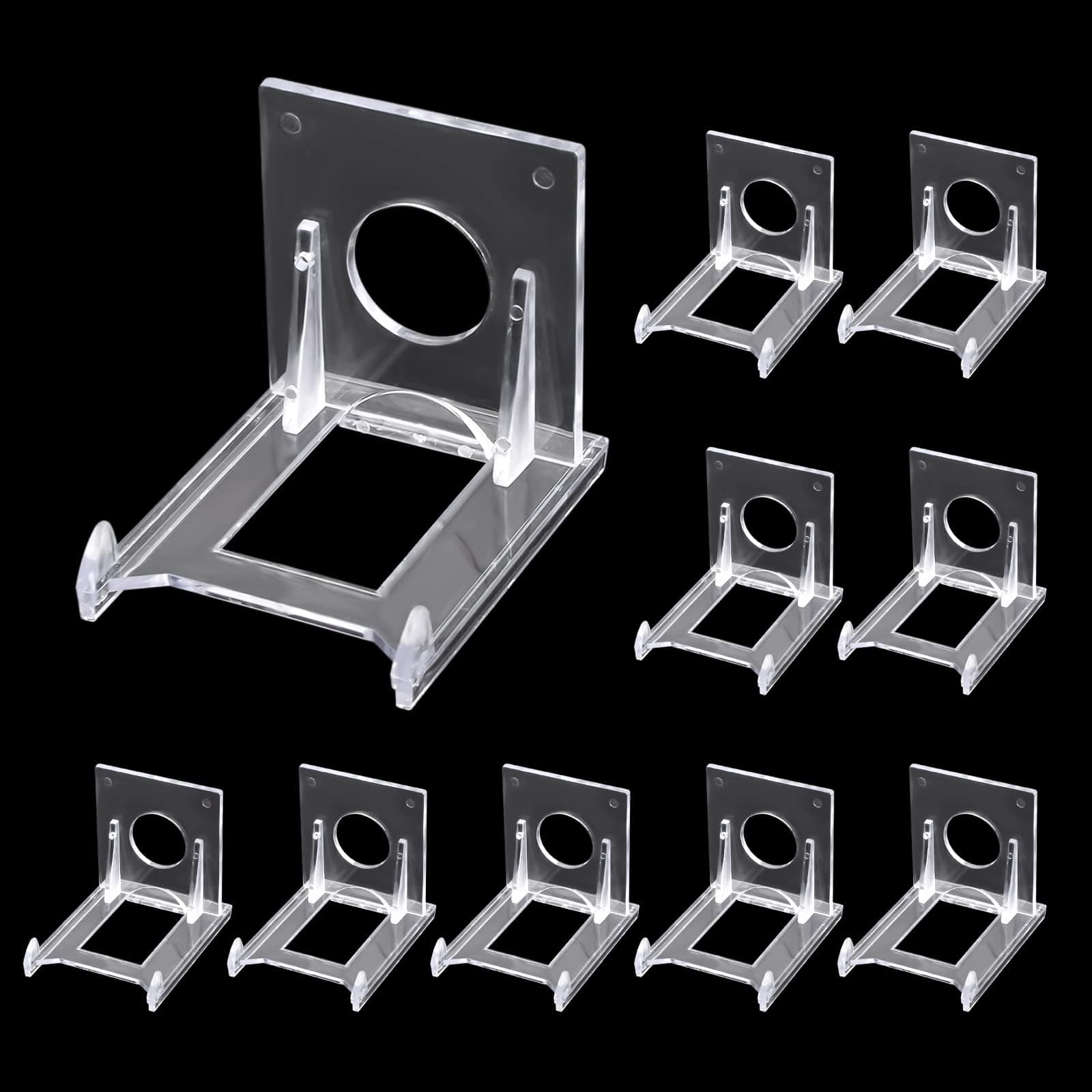 CRAFFANCY 10 Pcs Mini Acrylic Plate Stands, Mini Clear Plastic Display Holders Adjustable Picture Plate Easels Stands for Display (S)