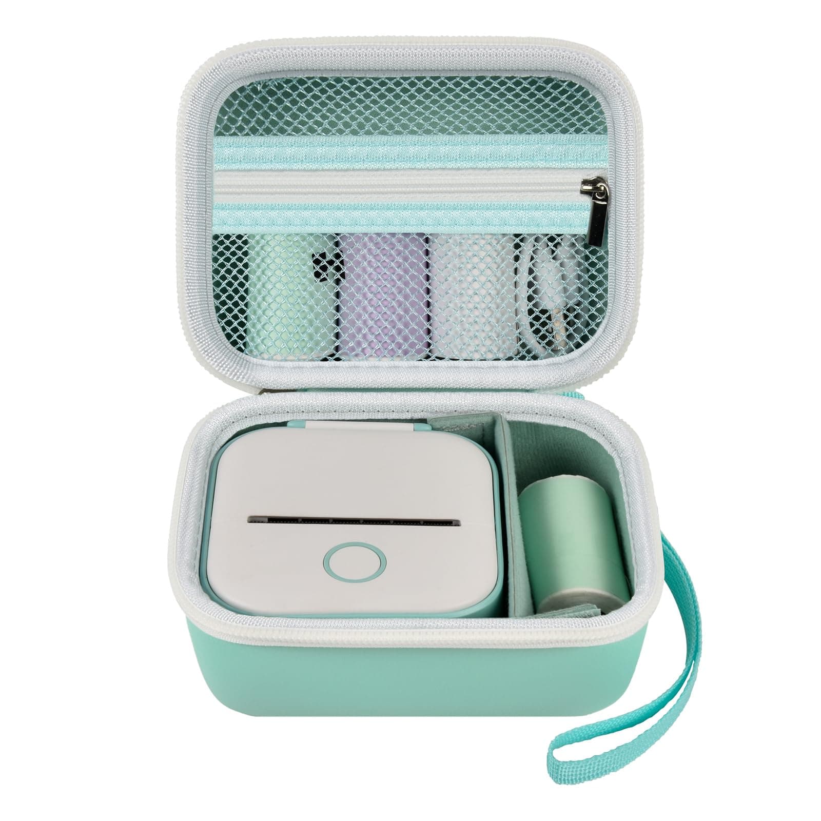 ANKHOH Label Maker Case for Memoking T02 / Phomemo M02 / M02S / M02 Pro / Q30S / Ponek Mini Pocket Printer, Portable Sticker Printer Storage Holder Organiser Bag Paper & USB Cables, Box Only, Green,