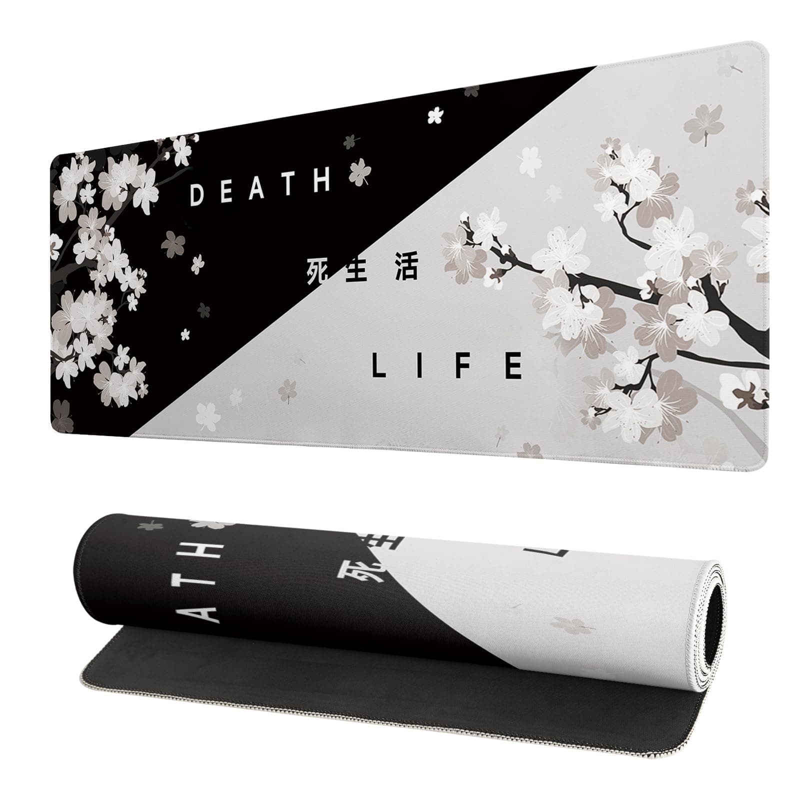 Extended Gaming Mouse Pad, Large Gaming Mouse Waterproof with Stitched Edges, Non-Slip Desktop Pad for Home and Office, Level Up Your 31.5x11.8 Inch… (Black and white life)