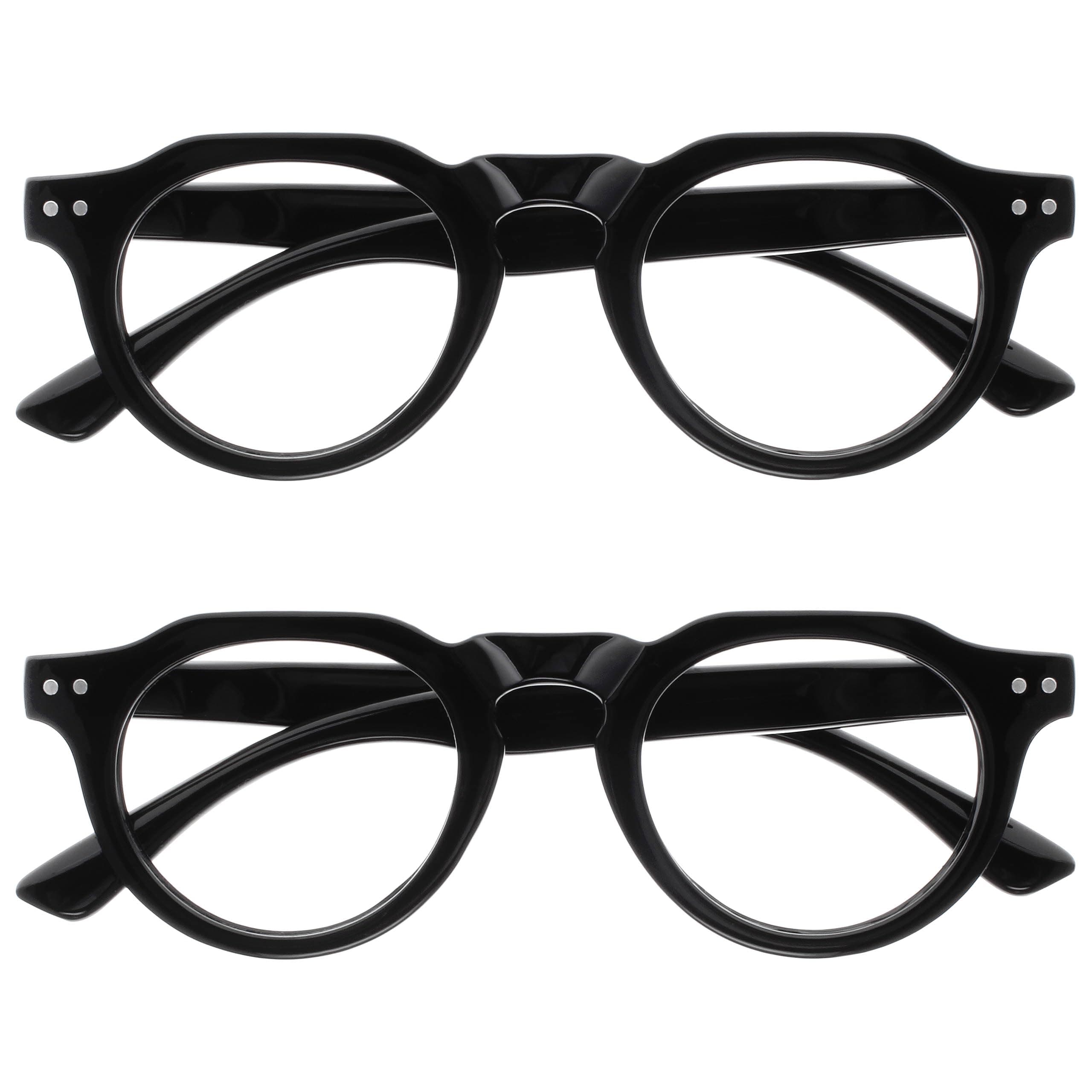 OPULIZE RIO Blue Light Blocking Reading Glasses - 2-Pack - Flat Top Frame - Black - Mens Womens - Spring Hinges - BB53-1 - +1.50