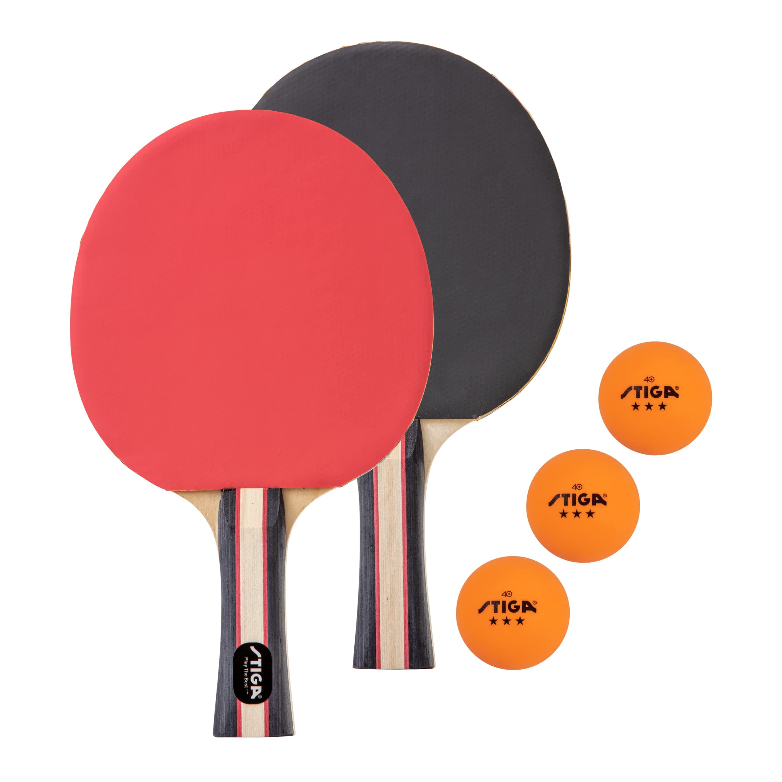 STIGA Performance 2 or 4 Player Table Tennis Set – USATT Approved Rackets and 3-Star Balls – 5-Ply Blade & Flared Handle – Perfect for Skill Development