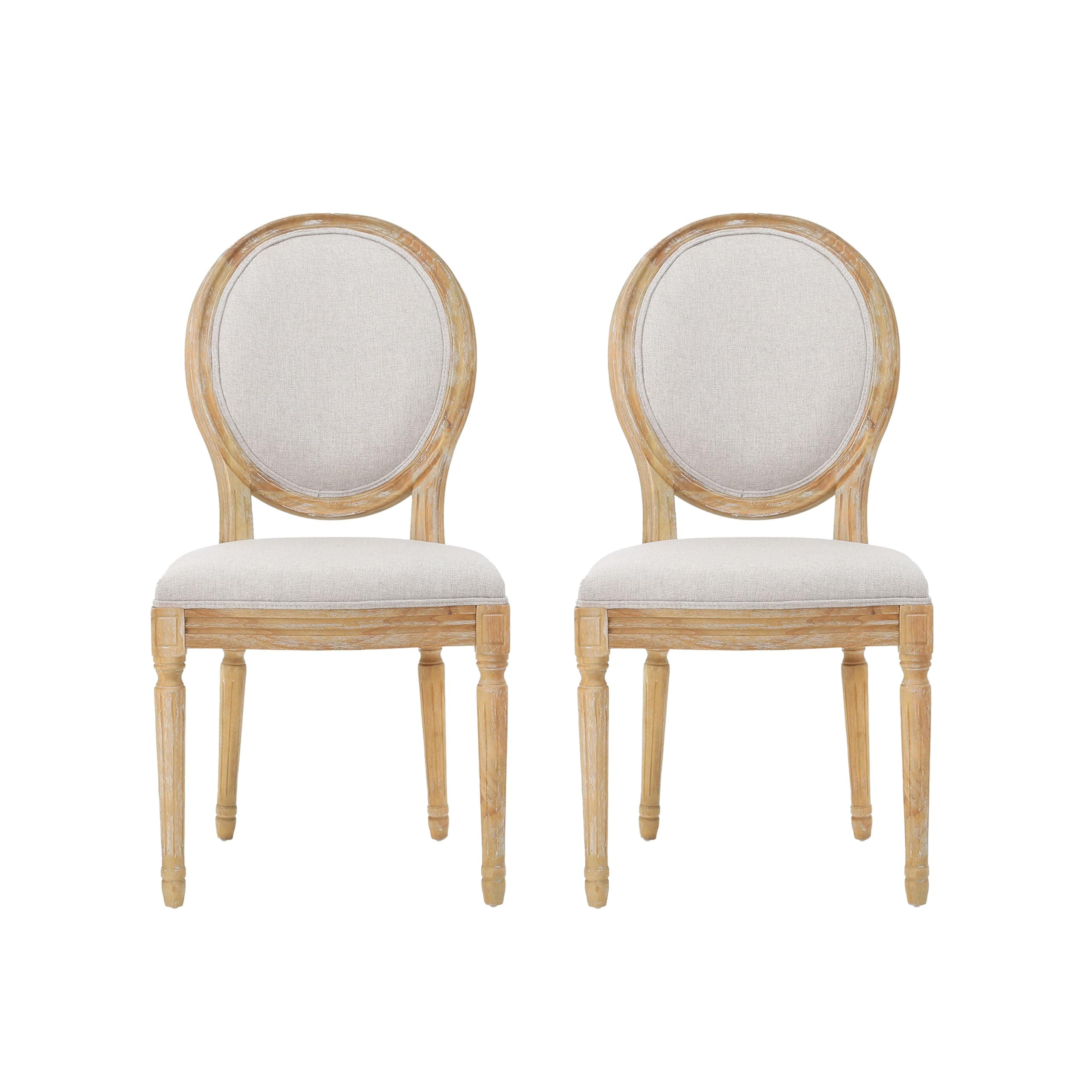 Phinnaeus Polyester Beige Fabric Dining Chair (Set of 2), 2-Pcs Set