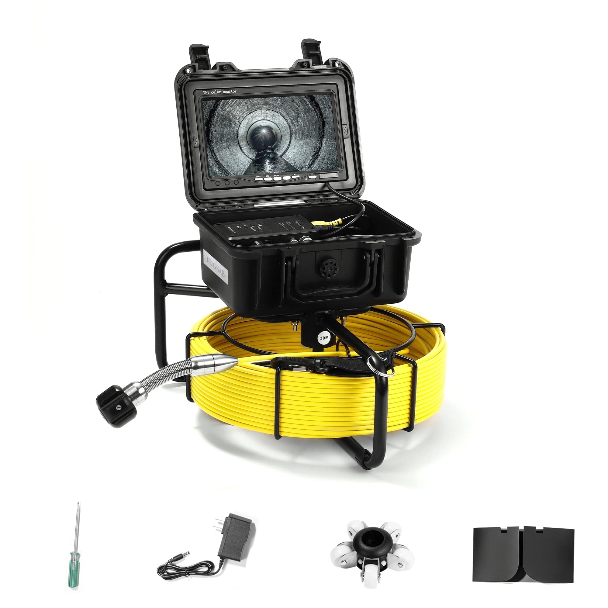 Sewer Camera, 20/50m, 7" Screen Pipeline Inspection Camera Waterproof IP68 w/12 Adjustable LEDs, DVR Function Have 32GB SD Card .for Sewer Line, Duct Drain Pipe Plumbing (66ft/20M)