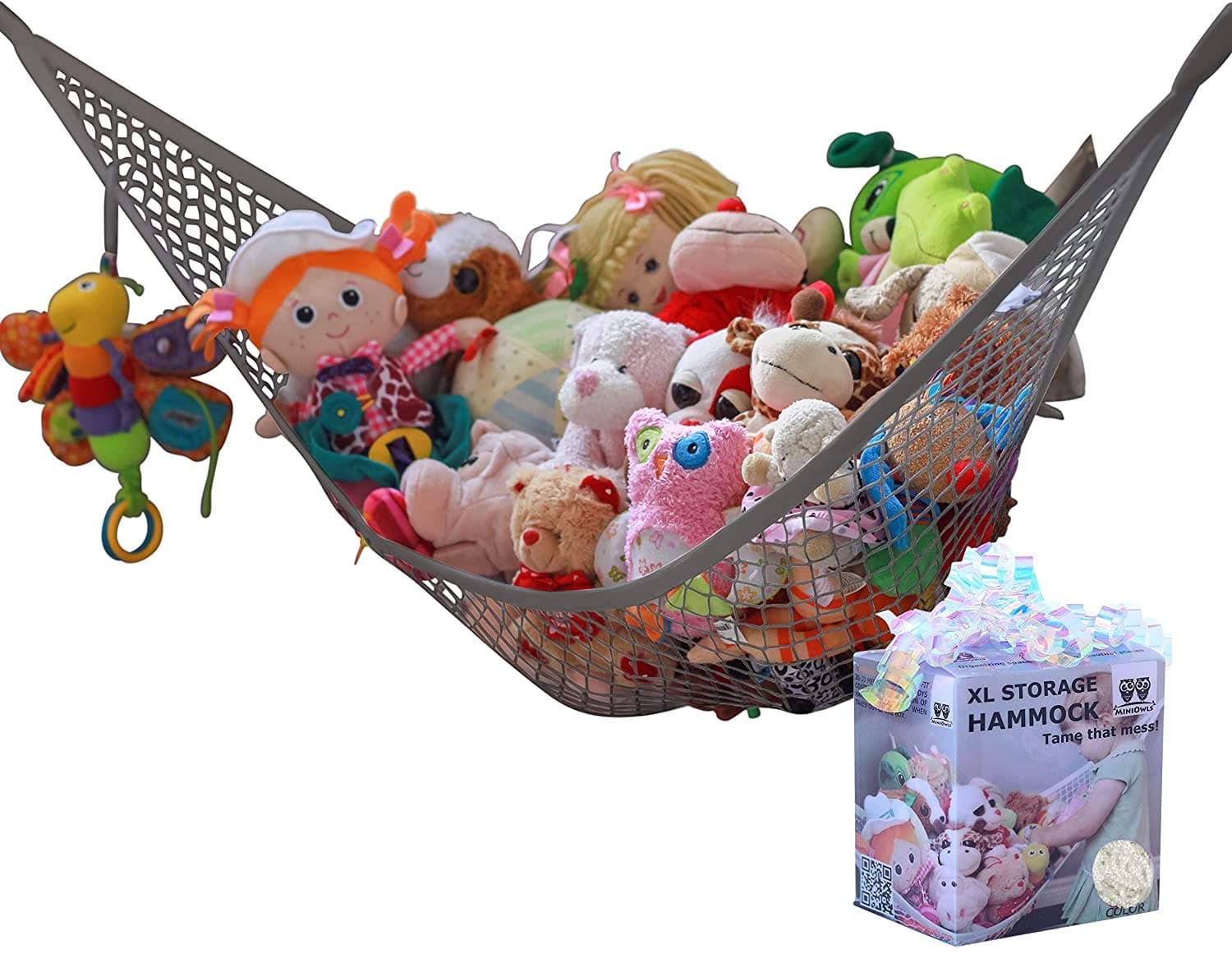 MiniOwls Toy Storage Hammock Organizer and De-cluttering Solution for Every Kid’s Room, Nursery & Playroom