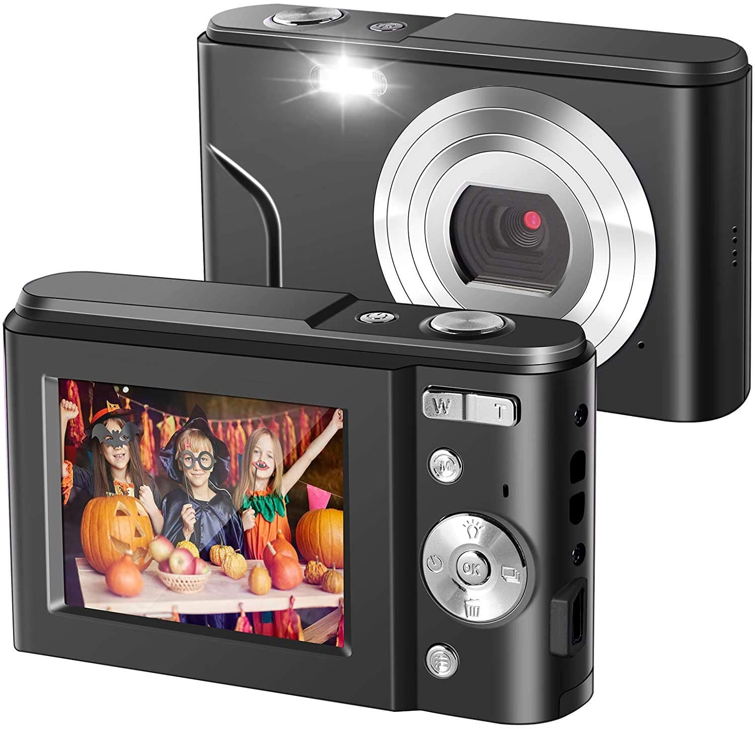 Qipexeii HD Digital Camera, 1080P Vlogging LCD Mini Camera with 16X Zoom 36MP Digital Point and Shoot Camera Video Camera, for Kids Students Beginners Beauty Face