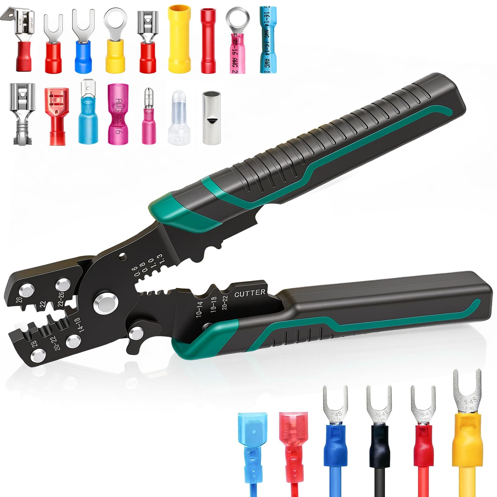 Twidec/Wire Crimper Tool With Stripper Cutter,Multifunctional Crimping Pliers Terminal Pliers For Insulated Electrical Connectors(22-10 AWG) N-060