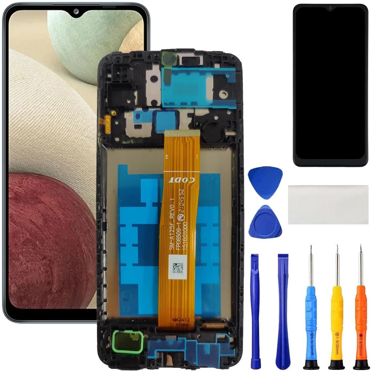 for Samsung Galaxy A12 Screen Replacement with Frame for Samsung a12 a125u Screen Replacement a125a a125w LCD s127dl A127 Display digitizer Touch Screen Assembly Part with Repair Kits 6.5 inch
