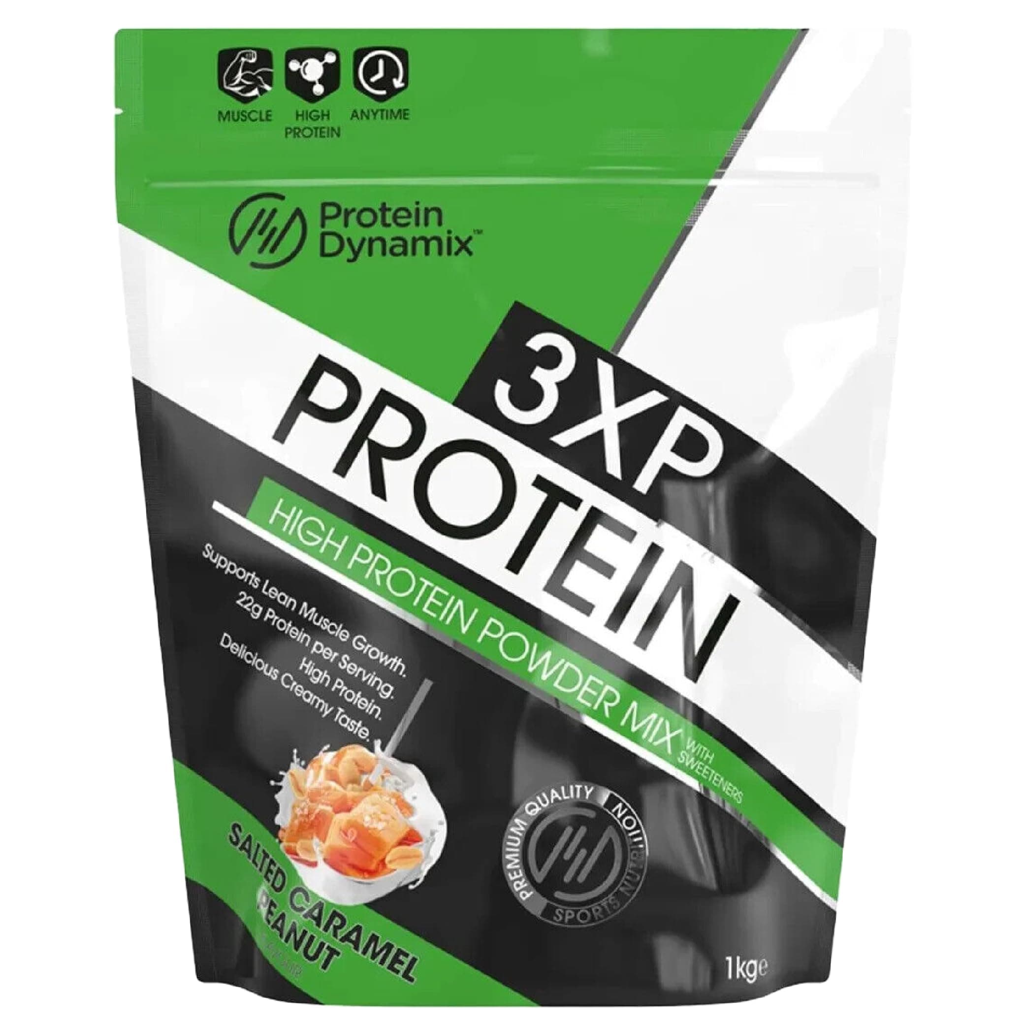 3XP Whey Protein Powder - Whey, Pea & Hydrolysed Wheat Protein Blend for Lean Muscle Growth - Salted Caramel Peanut Flavour - 22g Protein • 127kcal Per Serving - 1Kg