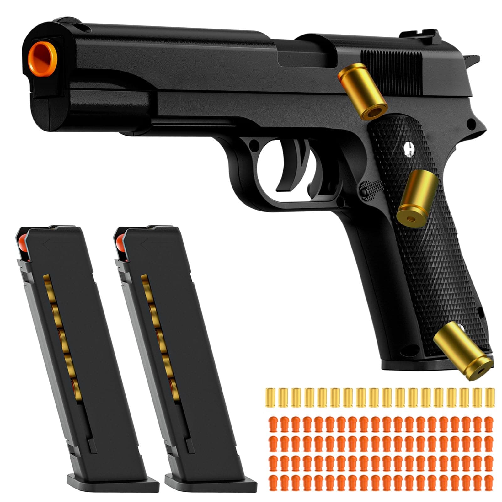 Soft Bullet Toy Gun - Stress Shot with Semi-Automatic Mode, Realistic Shell Ejecting Toy Guns (Black)