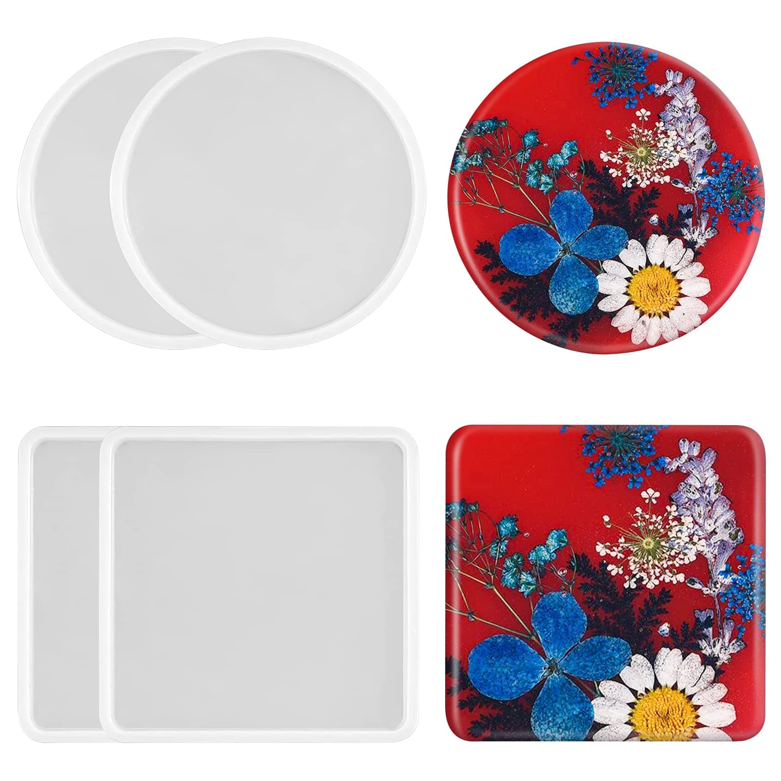 2pcs square and 2pcs round