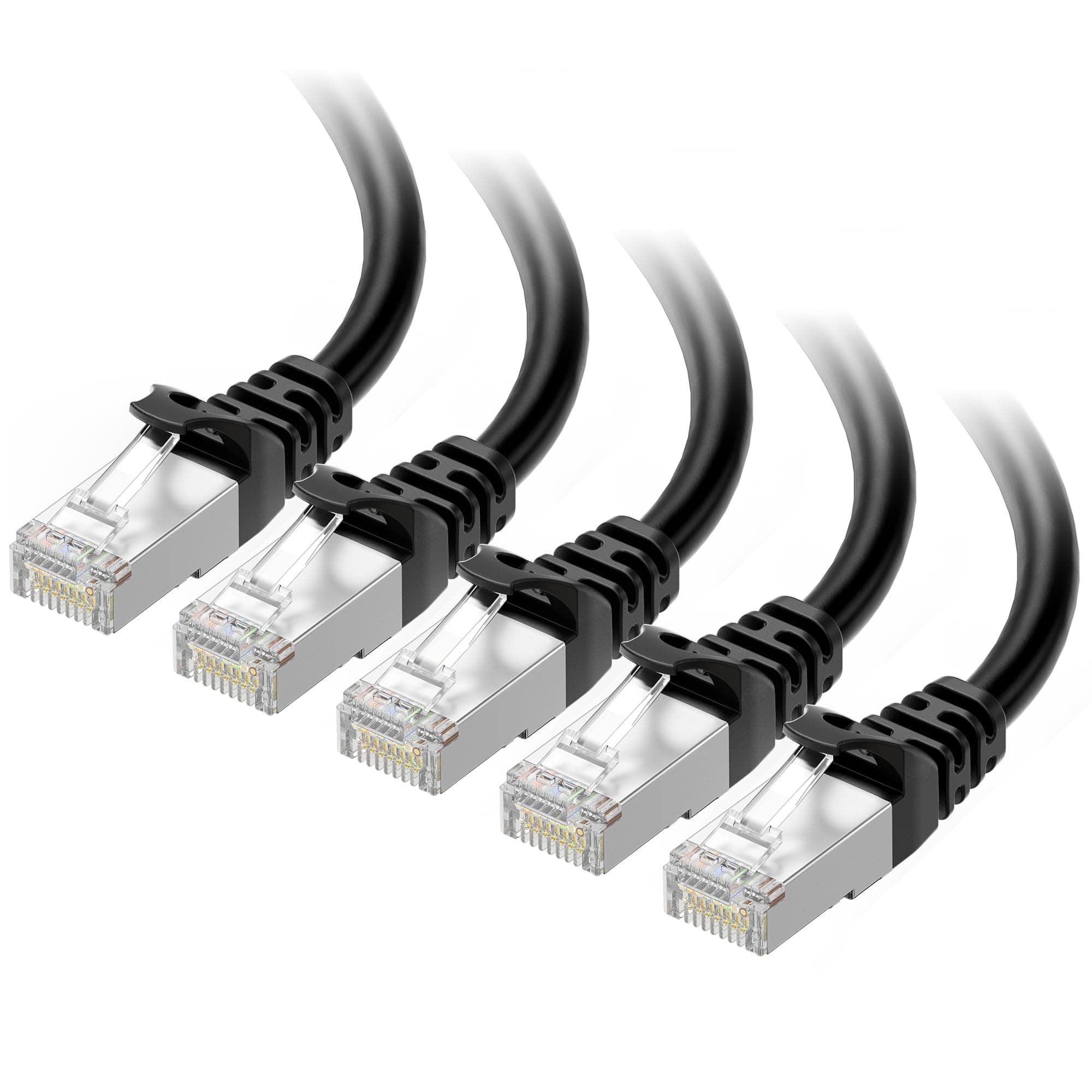 Cable Matters 10Gbps 5-Pack Snagless Short Shielded Cat 6A Ethernet Cable - 3ft, Cat 6A Cable, Cat6A Cord, Ethernet Cord, Black