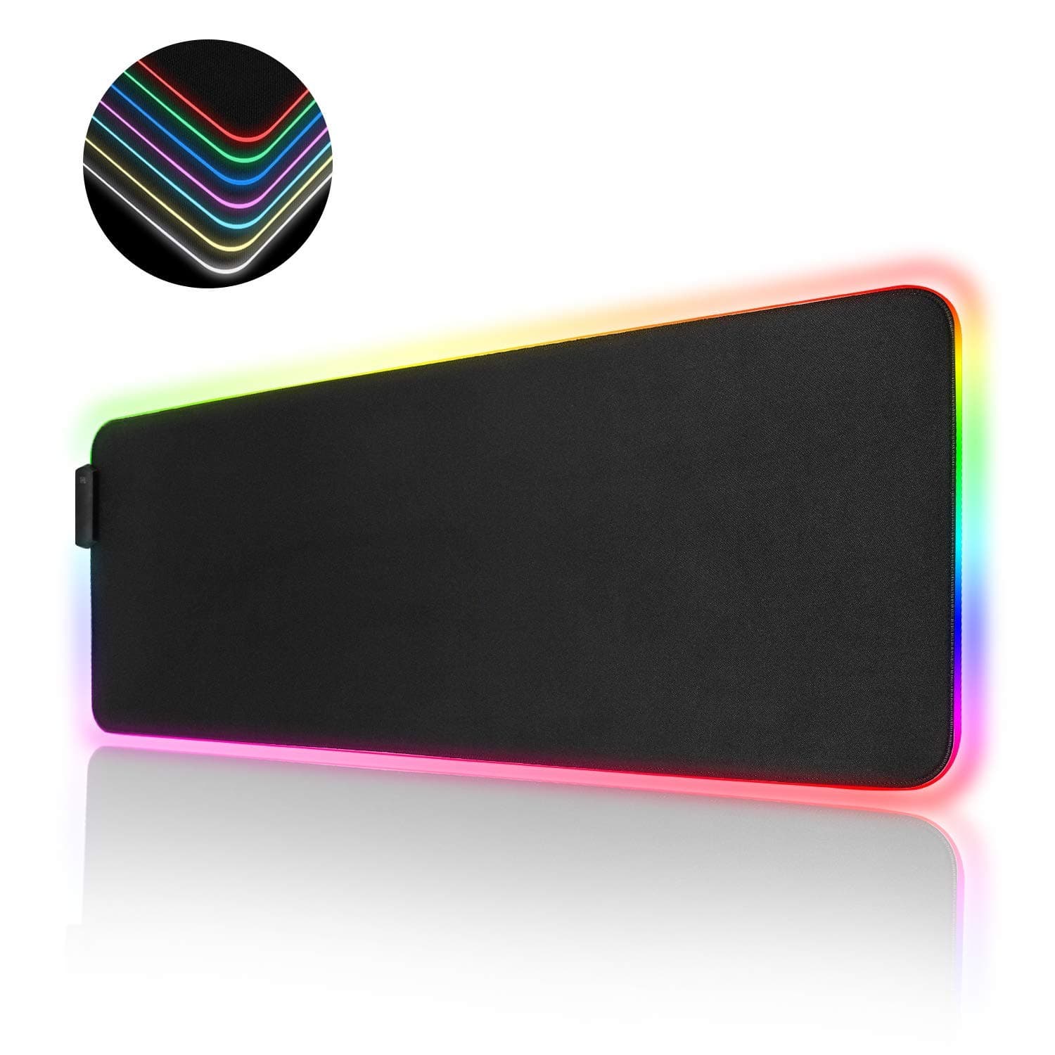 Demlor RGB Large Mouse Pad Soft Gaming Mouse pad, Extended Glowing Mouse Mat, Rubber Base Non-Slip Keyboard Pad Mat, Computer Gaming Desk Keyboard Pad for Pro Gamer