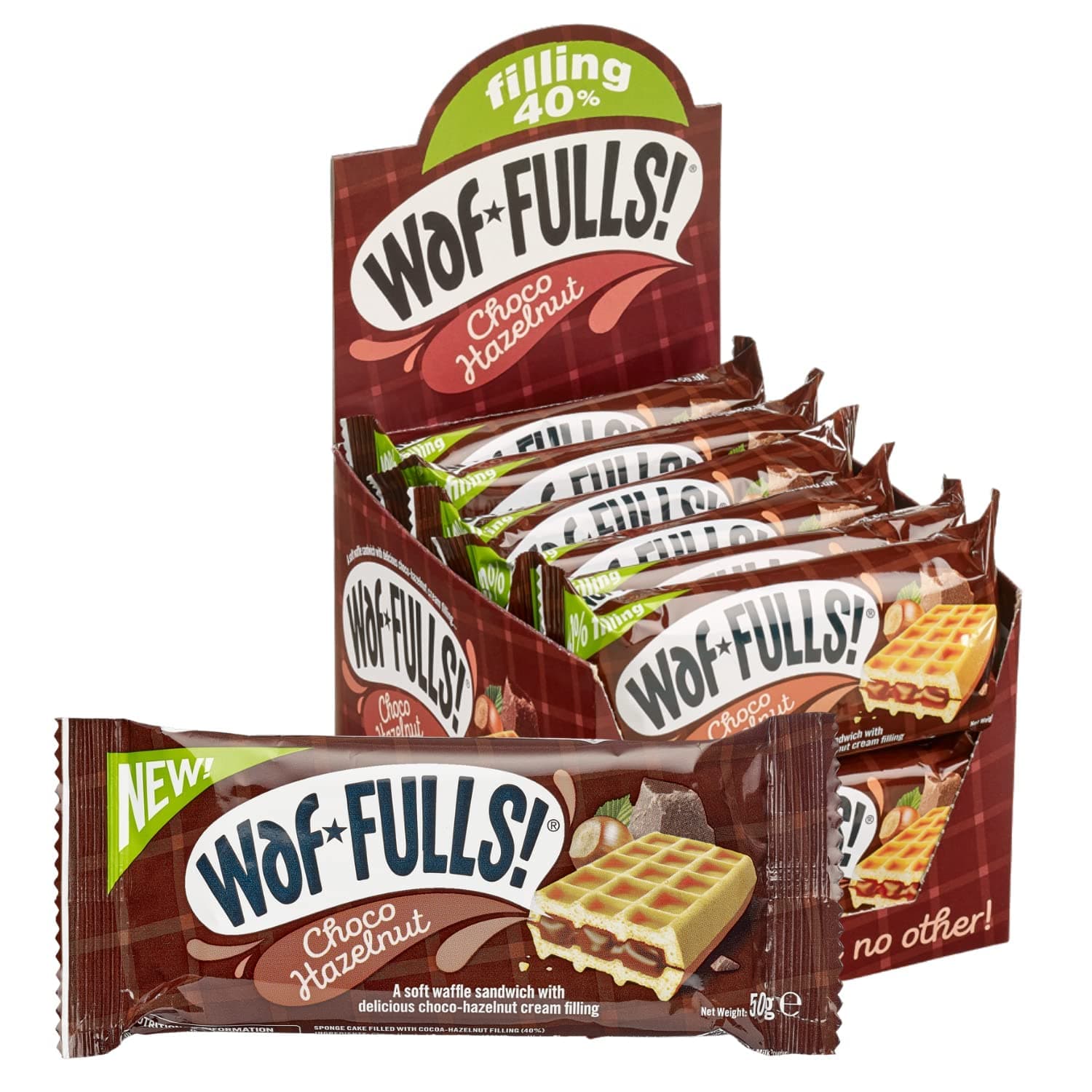 Choco Hazelnut Waffles (12x 50g) - Soft Waffle Sandwich Breakfast Snacks Ready to Eat Snack for Kids Adults Hazelnut Chocolate Bars Individually Wrapped Waffles Snacks Bulk Christmas Gifts