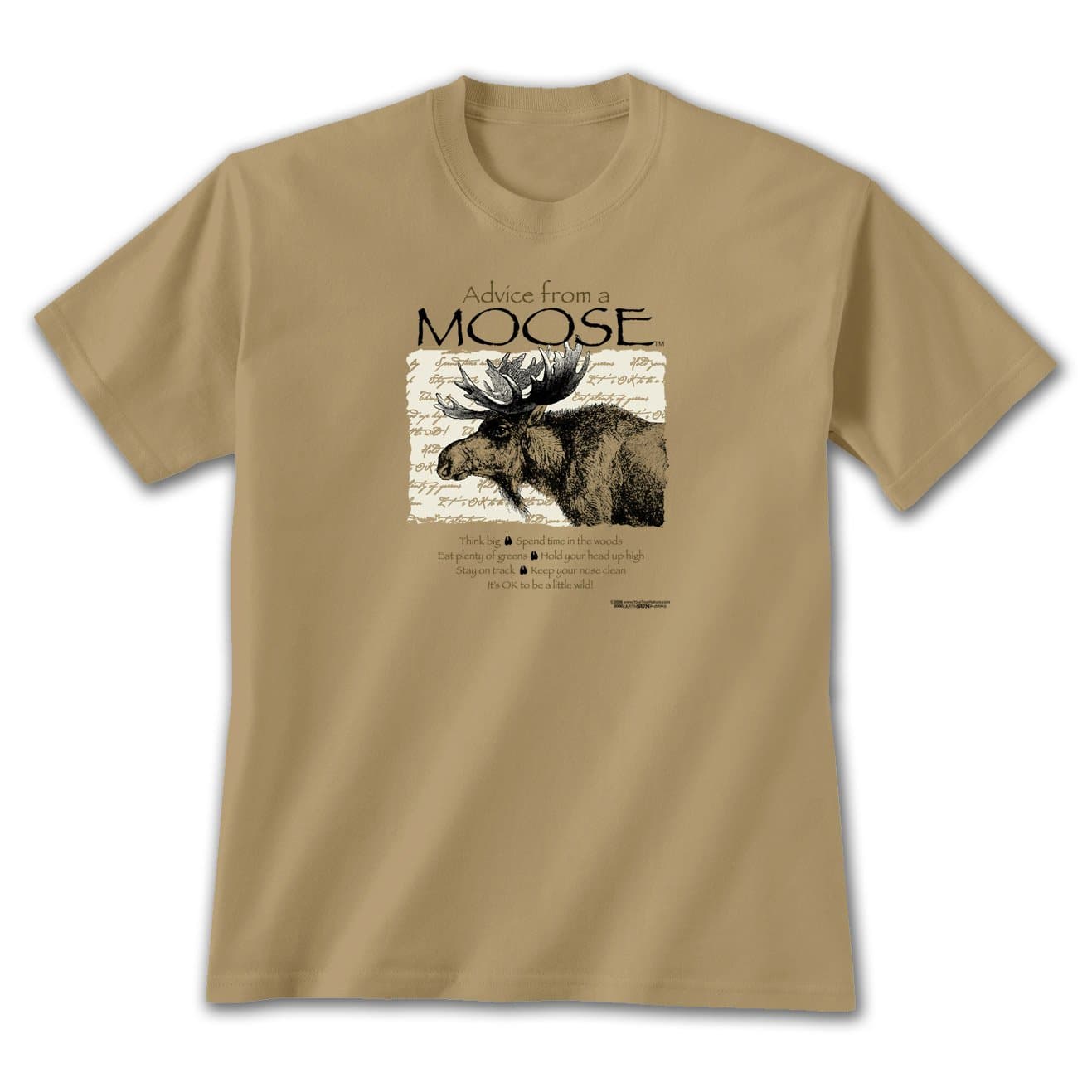 Advice from A Moose ~ X-Large T-Shirt Tan, Think Big, Novelty Gift Apparel