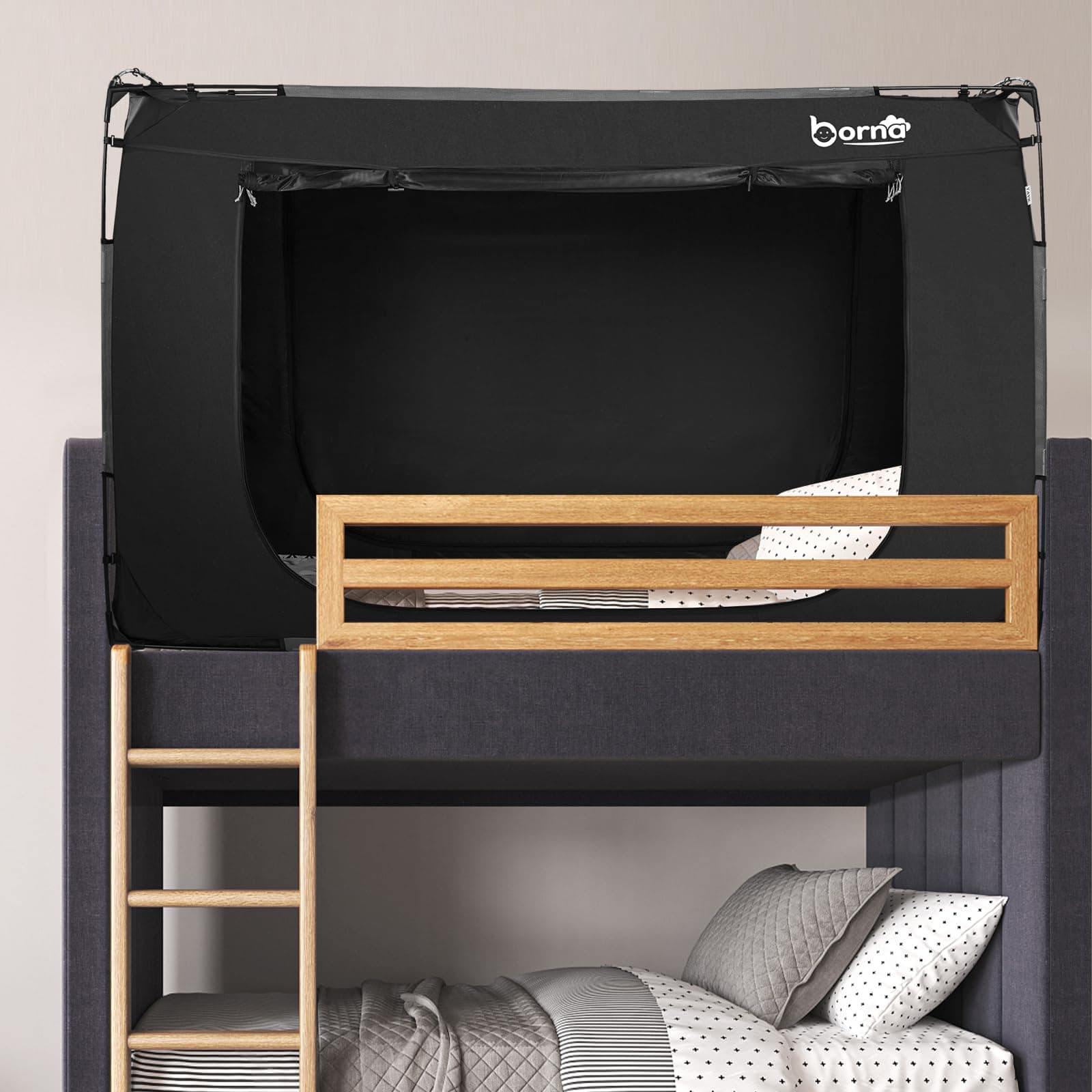 BORNA Bed Tent Bed Canopy Bunk Twin Size, Portable Sleeping Tents Dream Tents Indoor for Kids and Adult, Breathable Privacy Space on Bed with Three Doors (Mattress Not Included)