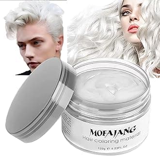 Hair Wax Color White, Temporary Hair Color Dye Washable Hair Styling Mud, Style Clay for Girls Boys Teens Women, Instant Hair Coloring Gel Cream for DIY Cosplay Halloween Children's Day (1, White)