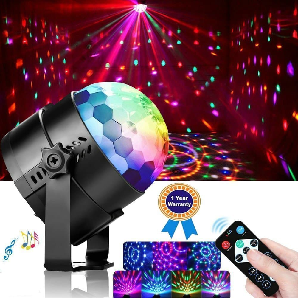 Disco-Ball-Lights, Led-Party-Lights(with Remote Control/7 RGB Colors/Music Activated), DJ-Rotating-Lighting-Effect for Kids-Home-Birthday