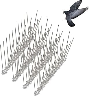 YODEN Bird Spikes (4 Pack) Stainless Steel Pigeon Spikes Powerful Deterrent To Birds, Crows And Woodpeckers, For Gardens And Windows Per Piece25 Cm