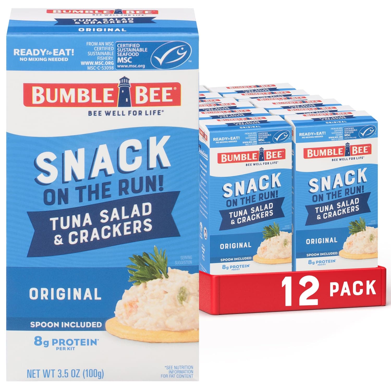 Bumble Bee On-The-Go Meal Solution w/Crackers, Tuna Salad, 3.5 oz, 12/Carton