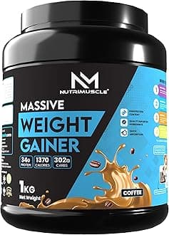 Nutrimuscle Massive Weight Gainer - 1 Kg - Coffee Flavour For Weight & Mass Gain - Contains Complex Carbohydrates