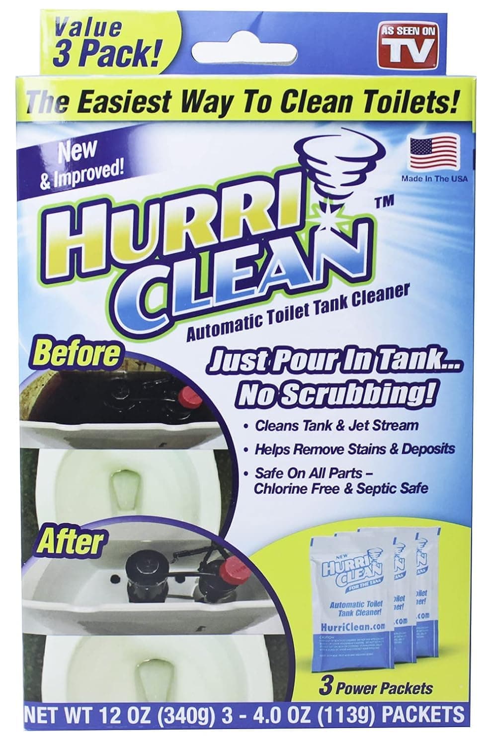 HC-MO48 Deluxe 3-Pack New and Improved Automatic Toilet Tank Cleaner No Scrubbing