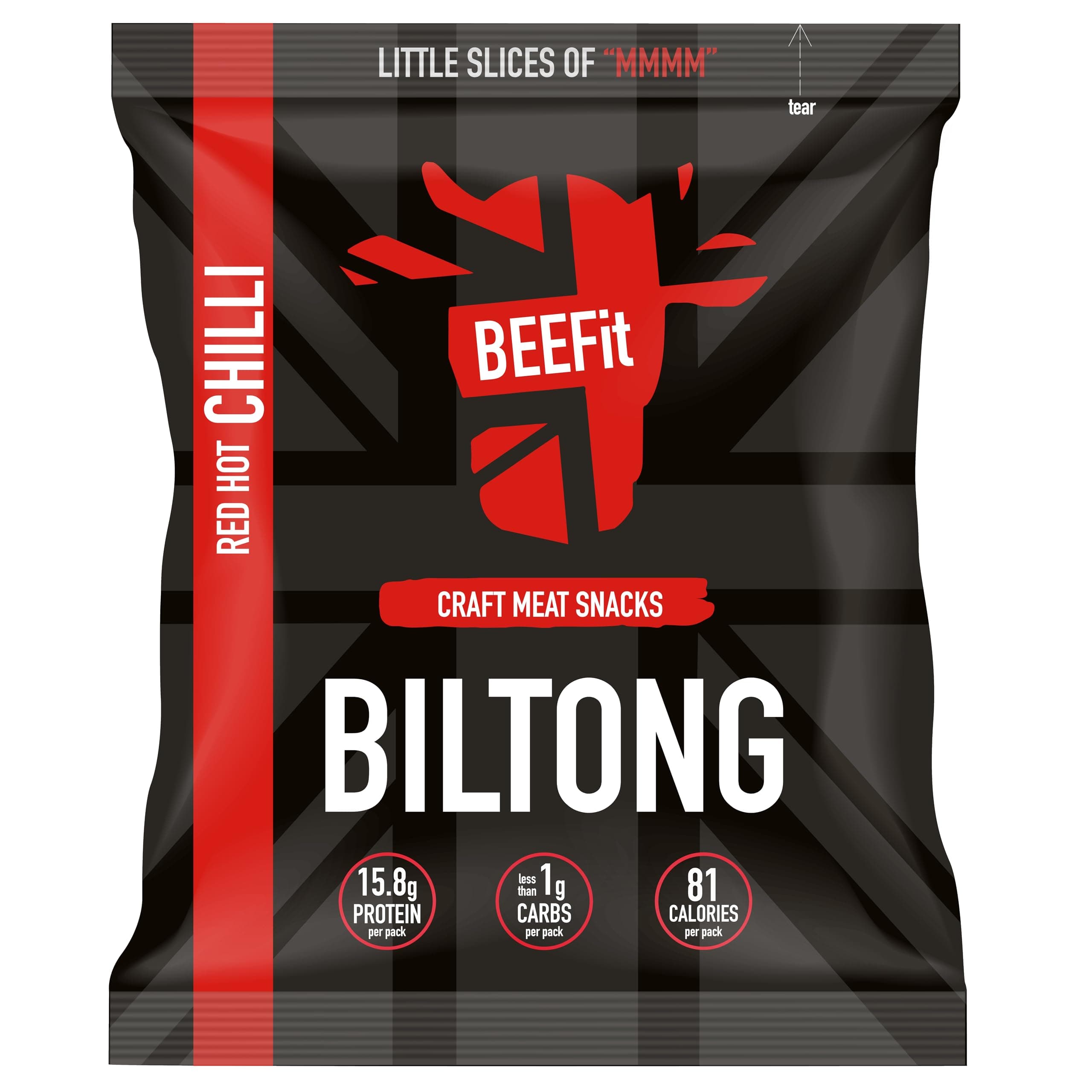 BEEFit Biltong Beef Jerky Taster Pack - Healthy High Protein Snacks, Gluten Free and Keto Friendly Snack - Perfect for On-the-Go or Fitness Enthusiasts (Red Hot Chilli, 10x30g)