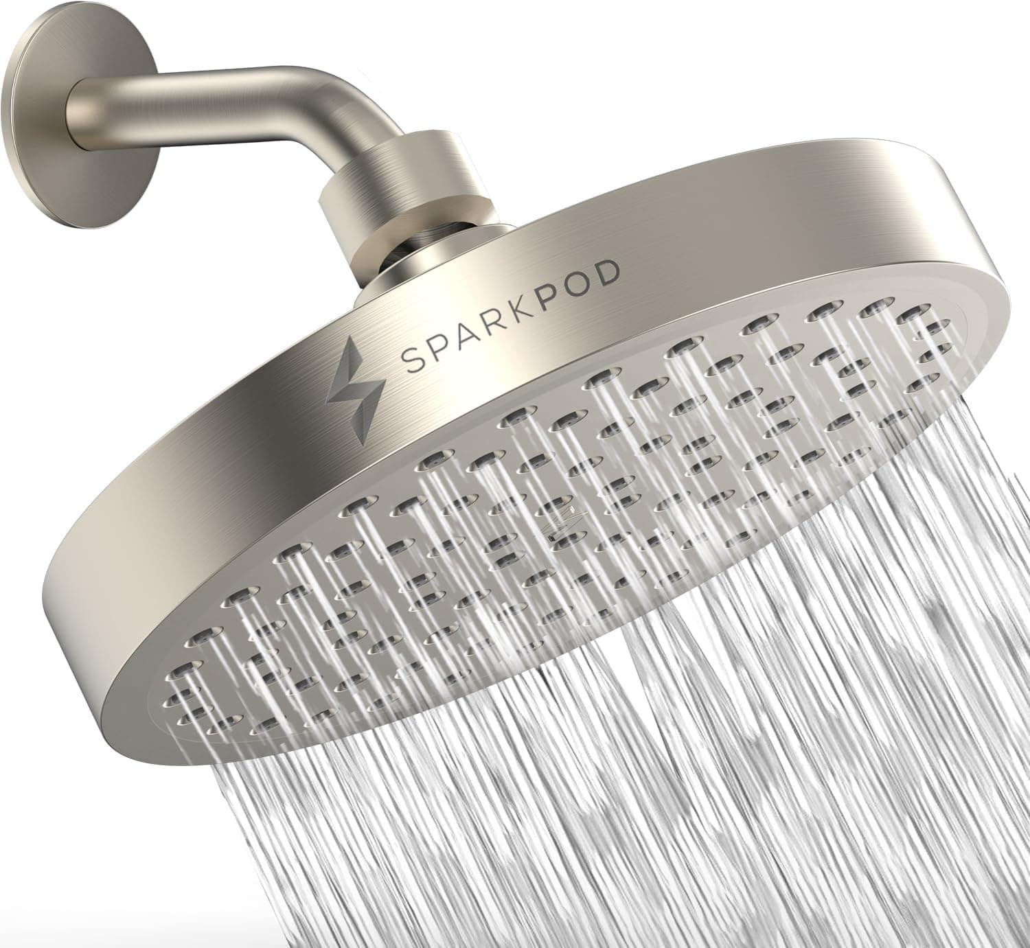 – Fixed Shower Head - High Pressure Rain - No-Tool Installation - Adjustable Replacement - Shower Heads - Bathroom Essential - Durable ABS Plastic - Modern Look - Brushed Nickel Shower Head