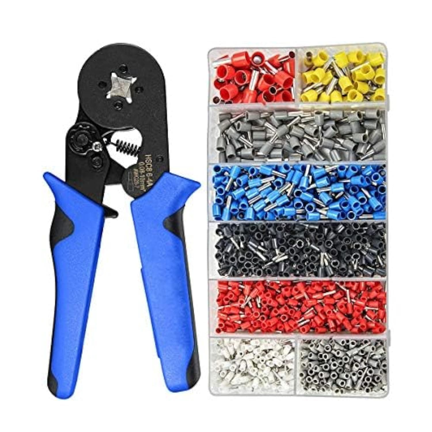 Ferrule Crimping Tool Kit Crimper Plier w/ 1200pcs Wire Ferrules Wire Ends Terminals AWG 28-7 (0.08-10mm²) Electrical Wire Connectors