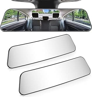 JOYTUTUS Rearview Mirror, 2 pack 12 Inch Panoramic Interior Clip-on Wide Angle Convex Rear View Mirror, Reduce Blind Spot Effectively for More Car SUV Trucks -Clear