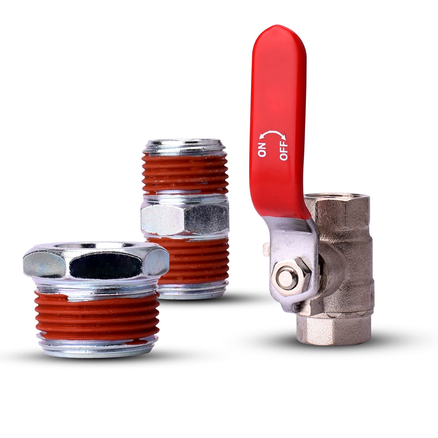 WYNNsky 3/8" Air Compressor Shut-Off Kit - 3 Piece Kit Include a Steel Adapter, 3/8" Pipe Nipple, And 3/8" Ball Valve Switch