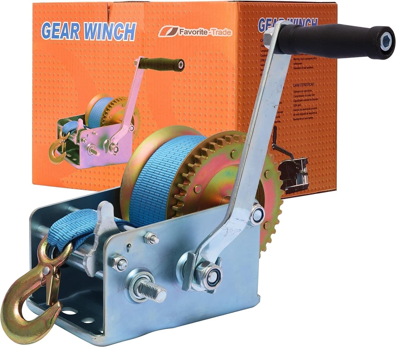 Boat Winch Strap with Hook 3200 lbs ATV - Heavy Duty Hand Crank Winch - Best Boat Trailer Winch