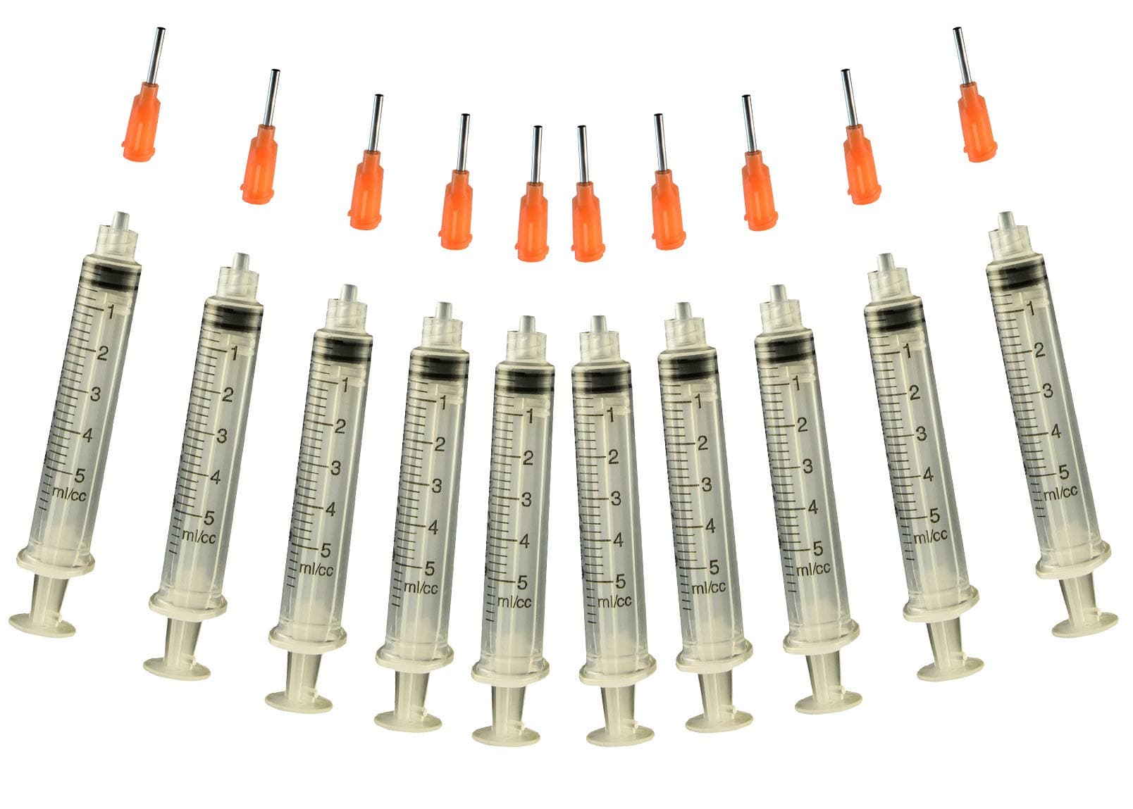 Creative Hobbies® Glue Applicator Syringe for Flatback Rhinestones & Hobby Crafts, 5 Ml with 15 Gauge Orange Precision Tip - Value Pack of 10