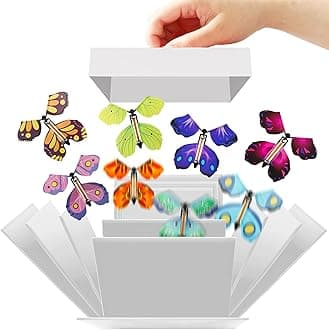JarThenaAMCS Butterfly Explosion Gift Box Explosion White Paper Box with Flying Butterfly Surprise Candy Treat Box for Birthday Party, Cake for Delivery Supplies, 5.9 x 5.9 x 5.9 Inch