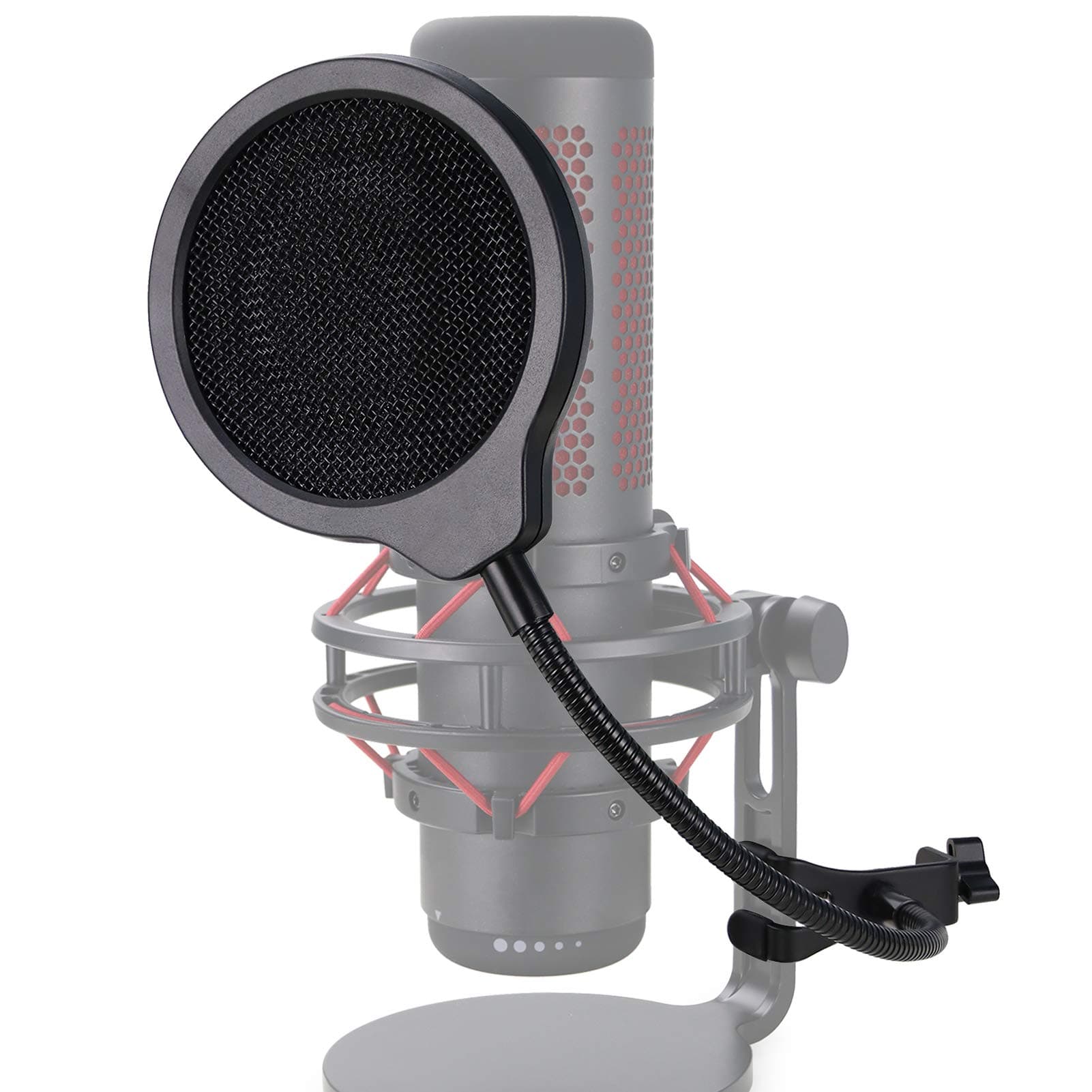 YOUSHARES QuadCast Pop Filter - Metal Windscreen For HyperX QuadCast Microphone (4 Inch 3 Layers), Professional Mic Pop Screen