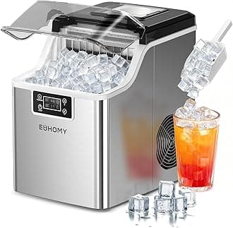 EUHOMY Ice Cube Maker Machine Countertop, 2 Ways to Add Water, 45Lbs/Day 24 Pcs Ready in 13 Mins, Self-Cleaning Portable Compact, with Ice Scoop & Basket, Perfect for Home/Kitchen/Office/Bar